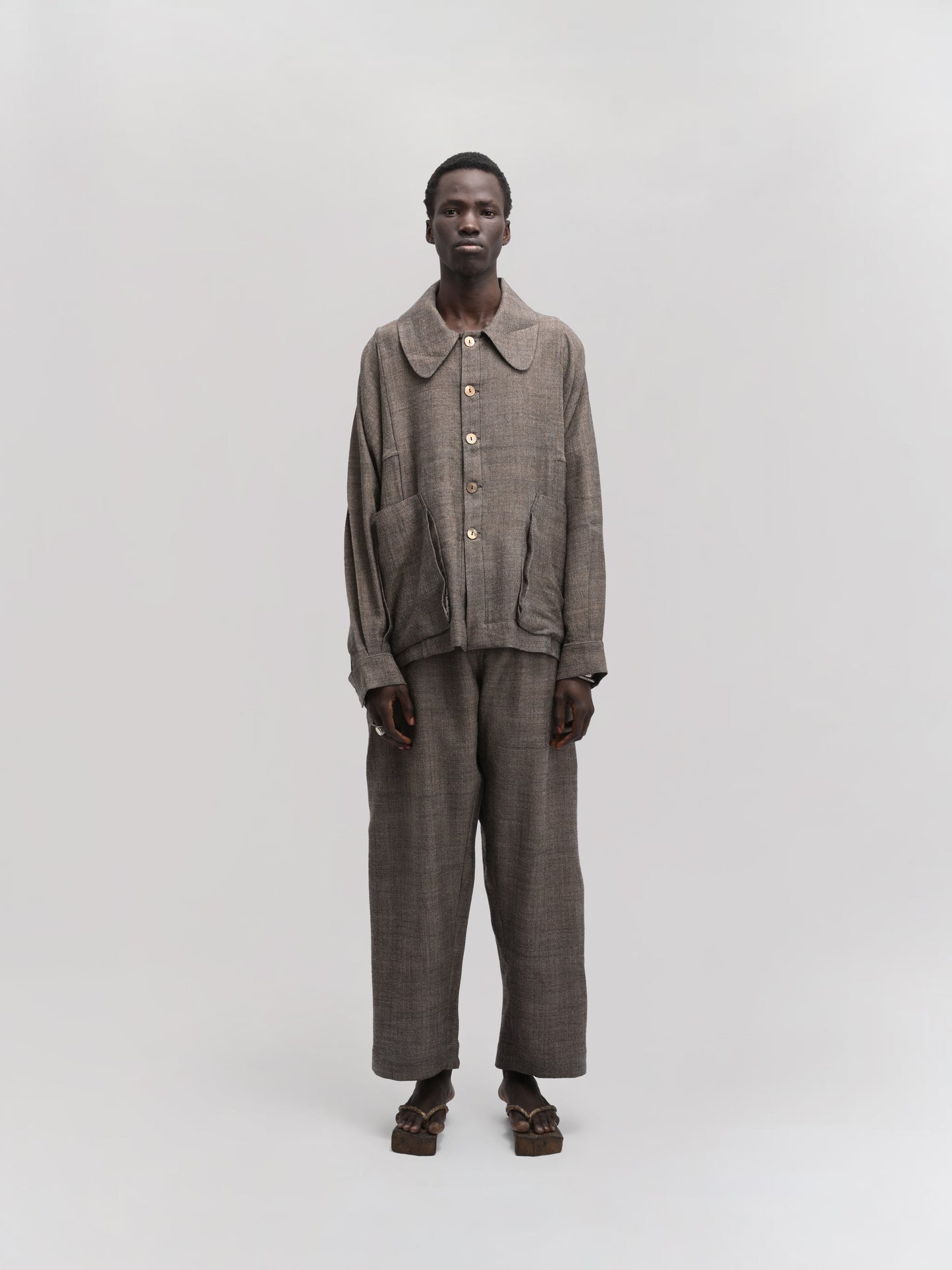 Farmer Jacket – Handwoven Wool – Earthy Brown