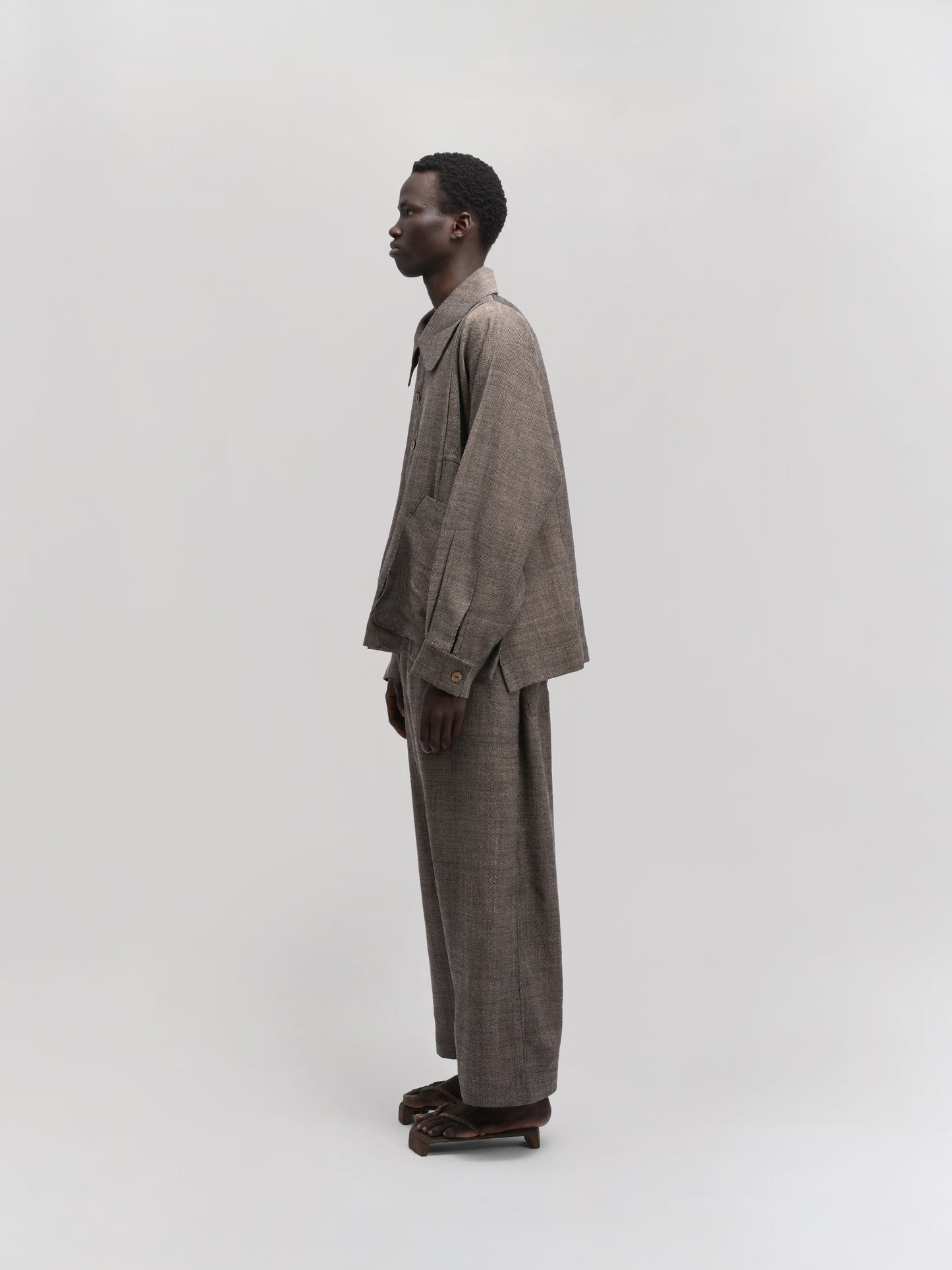 Farmer Jacket – Handwoven Wool – Earthy Brown
