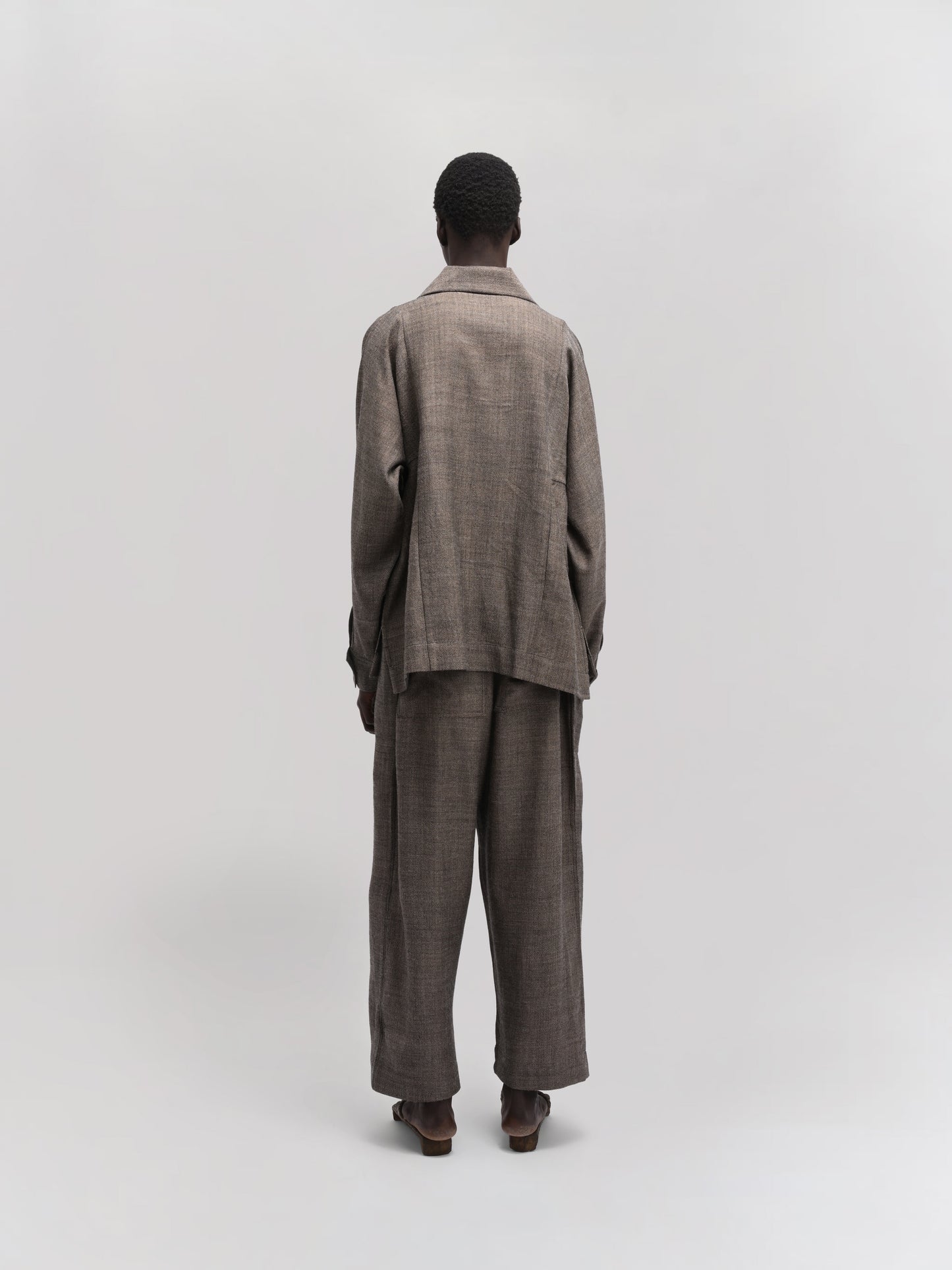 Farmer Jacket – Handwoven Wool – Earthy Brown