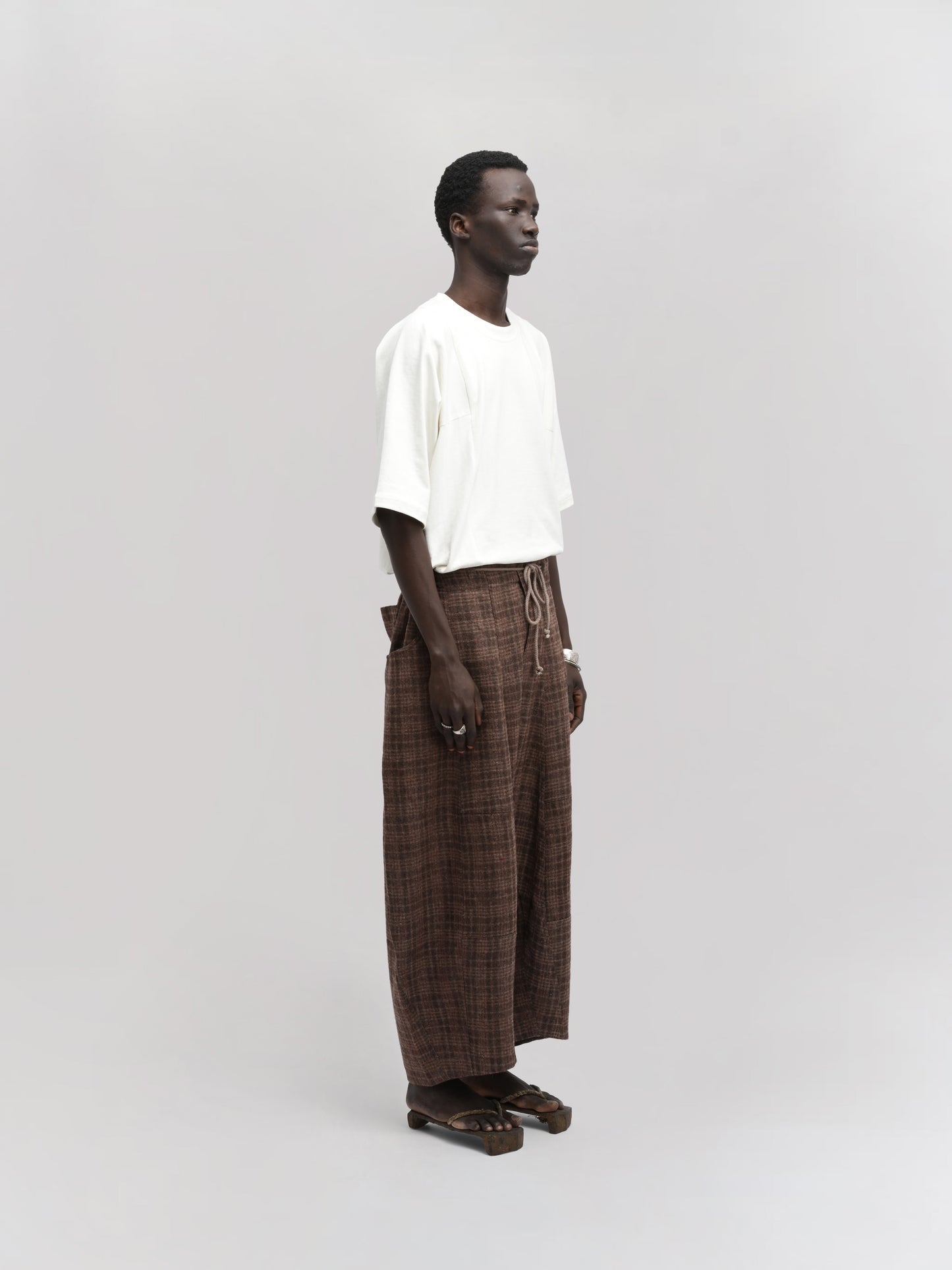 Fisherman Pant – Handwoven & Hand-Felted Sheep Wool – Brown Red Checks