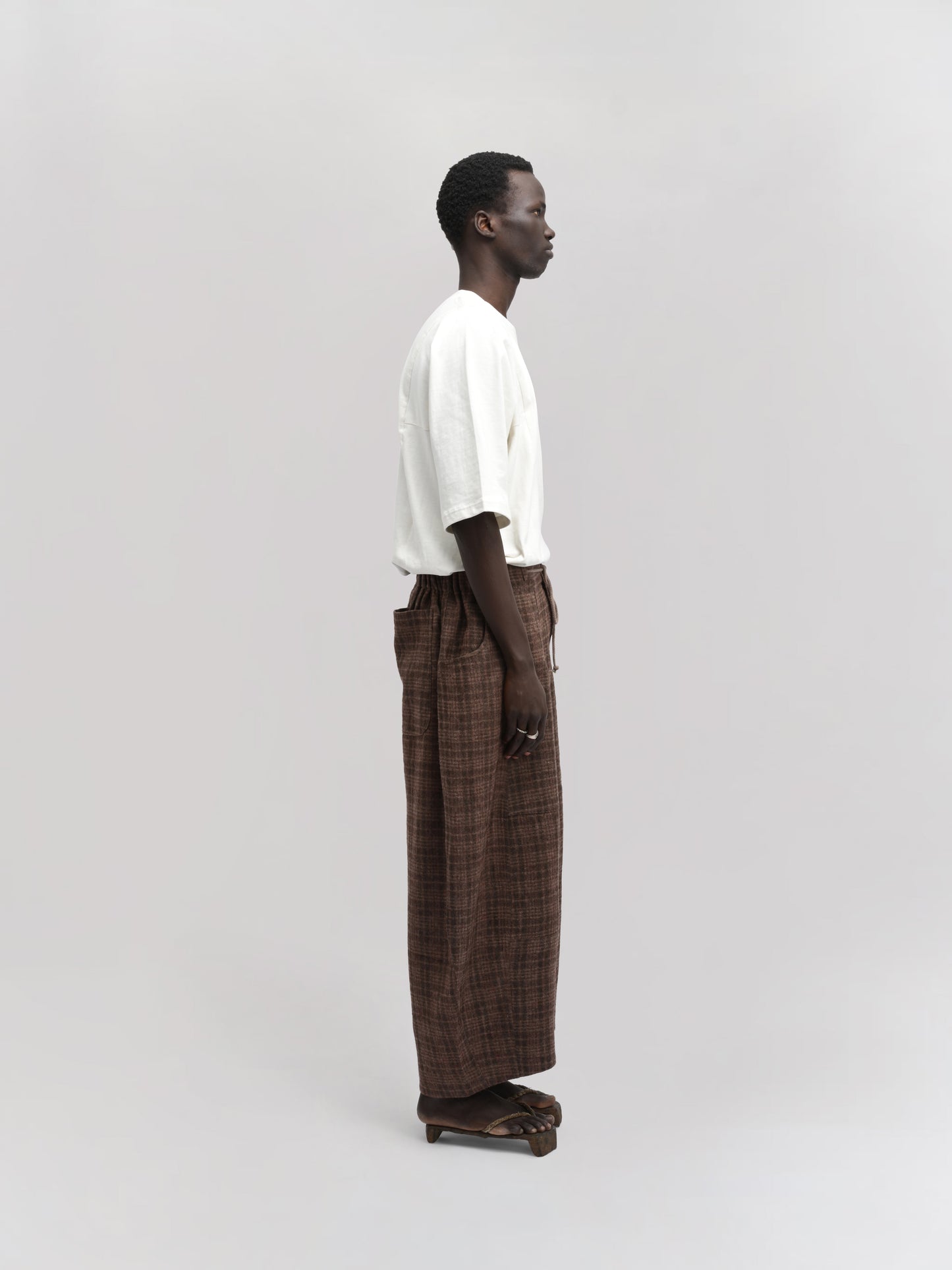 Fisherman Pant – Handwoven & Hand-Felted Sheep Wool – Brown Red Checks