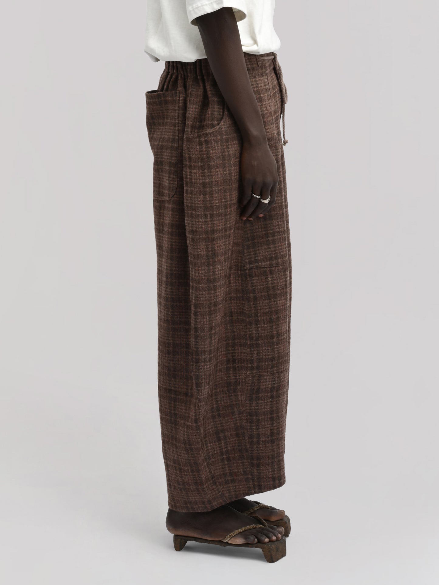Fisherman Pant – Handwoven & Hand-Felted Sheep Wool – Brown Red Checks