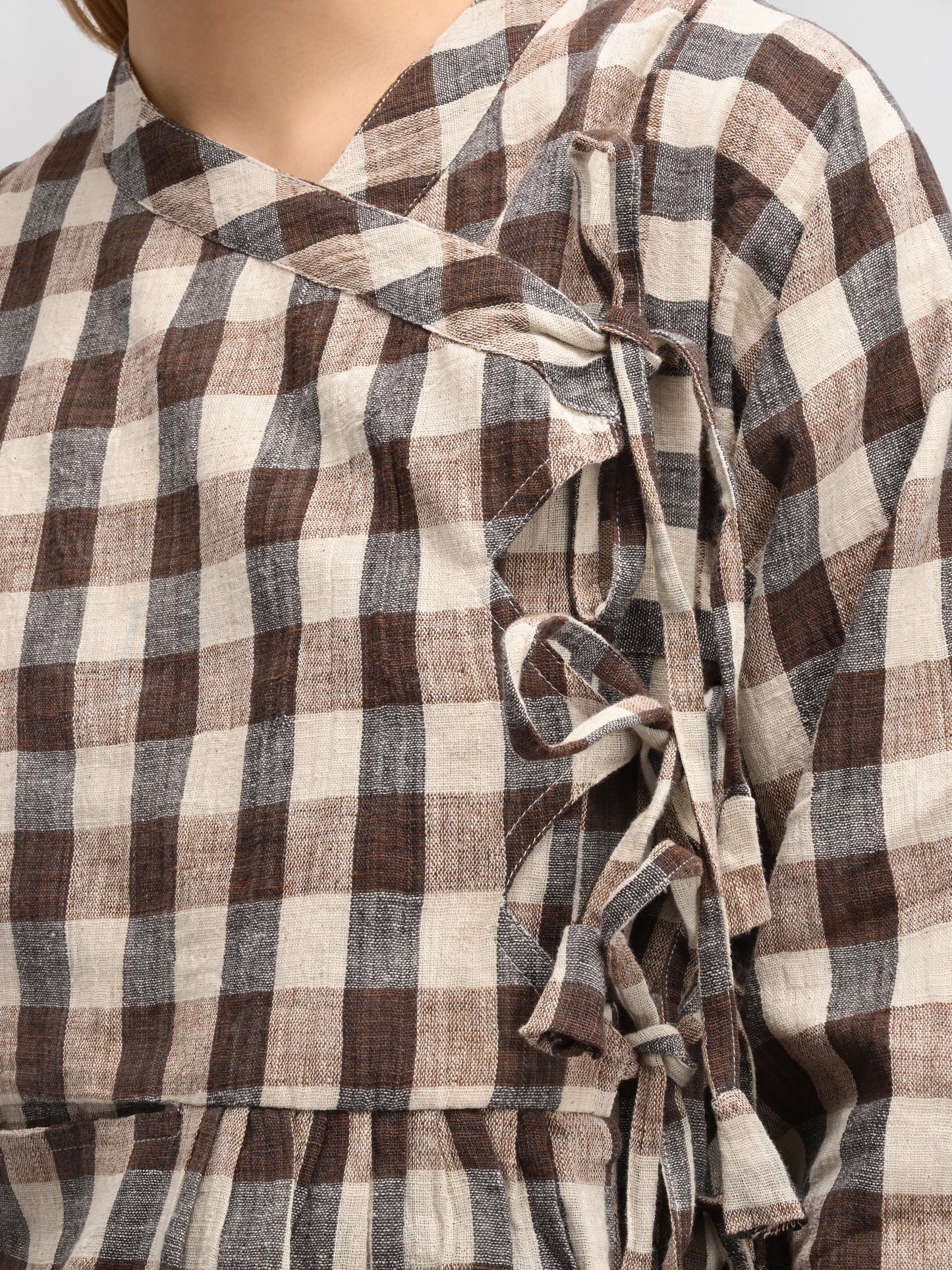 Shepherd Dress – Handwoven Cotton – Brown & Beige