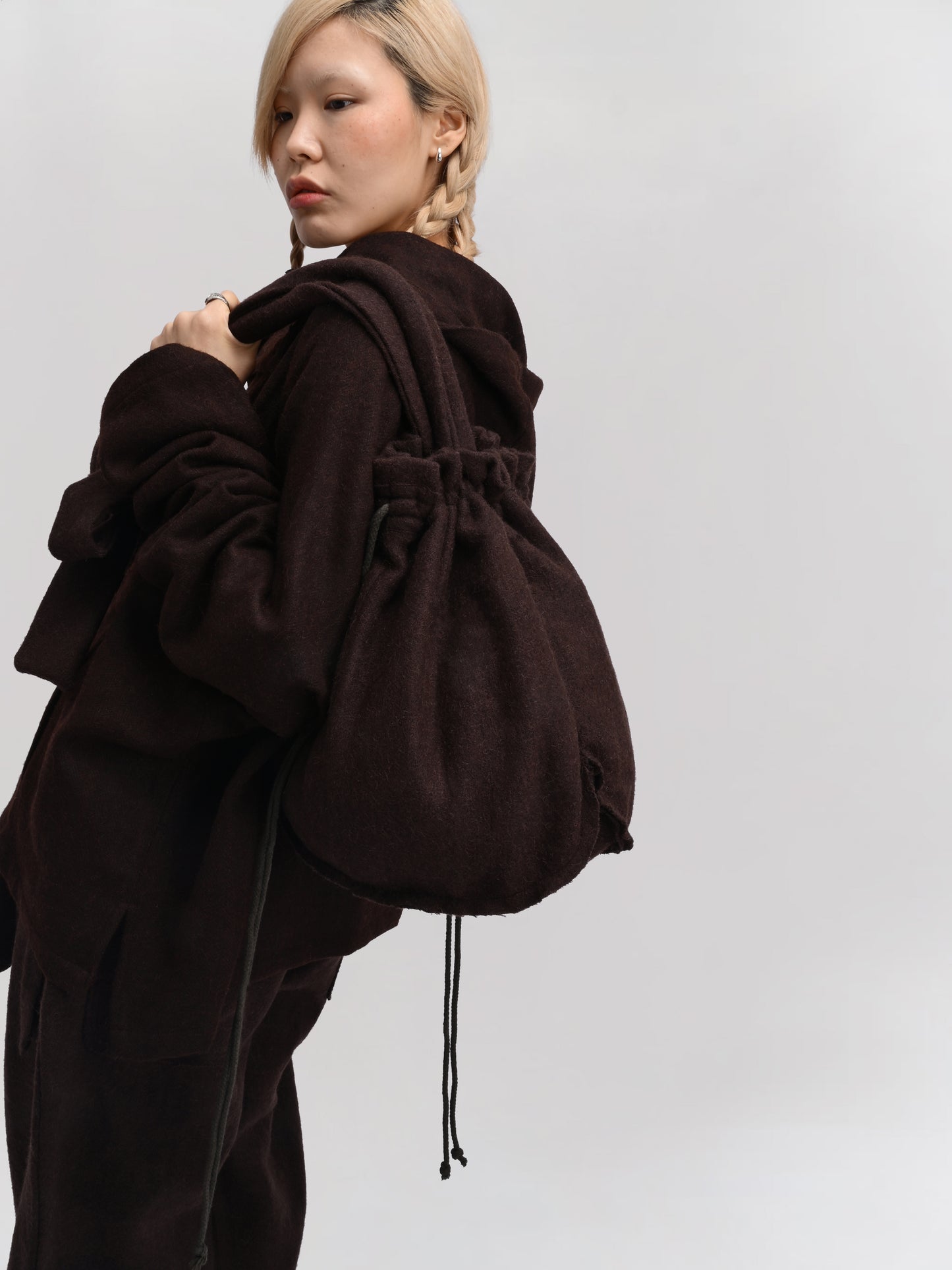 Peardrop Bag – Handwoven Yak & Sheep Wool – Brown