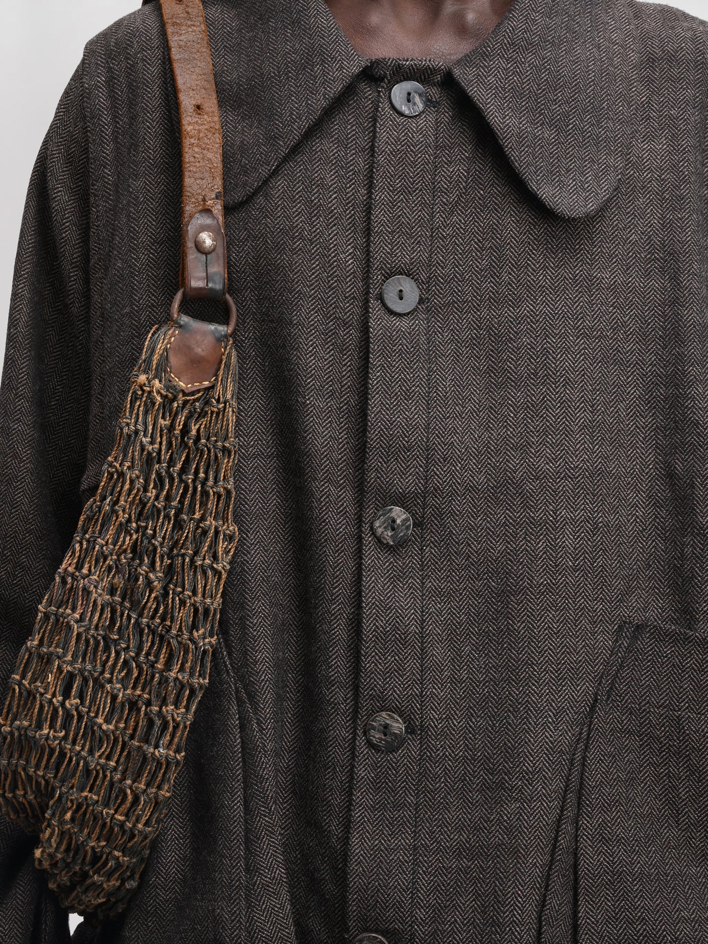 Farmer Jacket – Handwoven Wool – Charcoal Brown