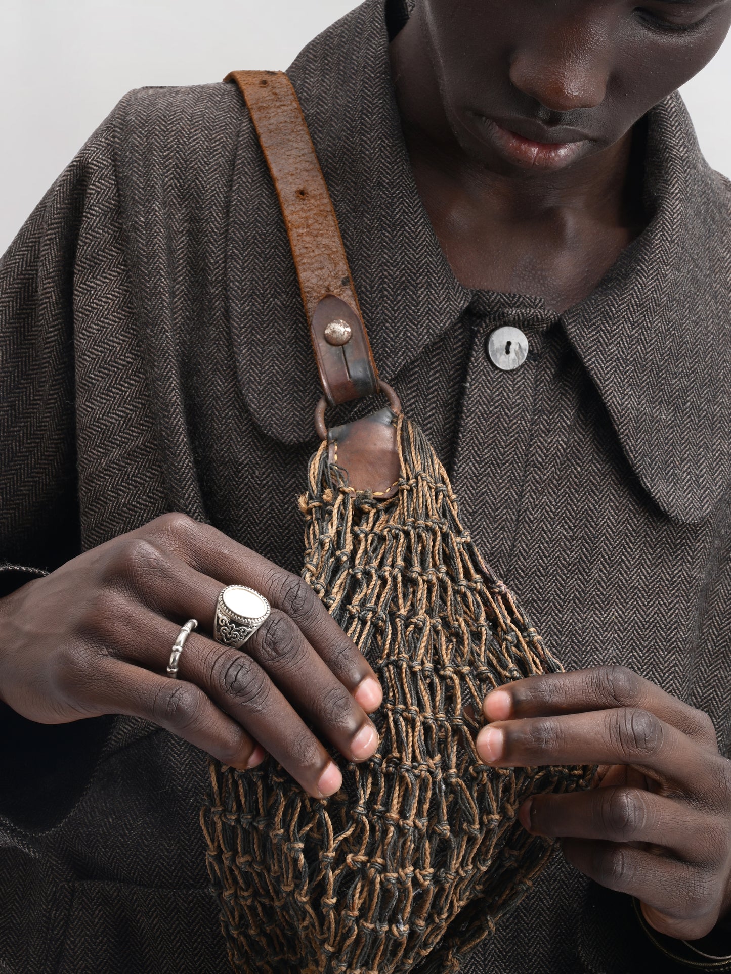 Farmer Jacket – Handwoven Wool – Charcoal Brown