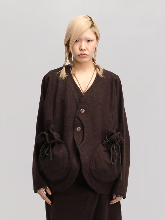 Beekeeper Jacket – Handwoven Yak Wool – Rich Brown