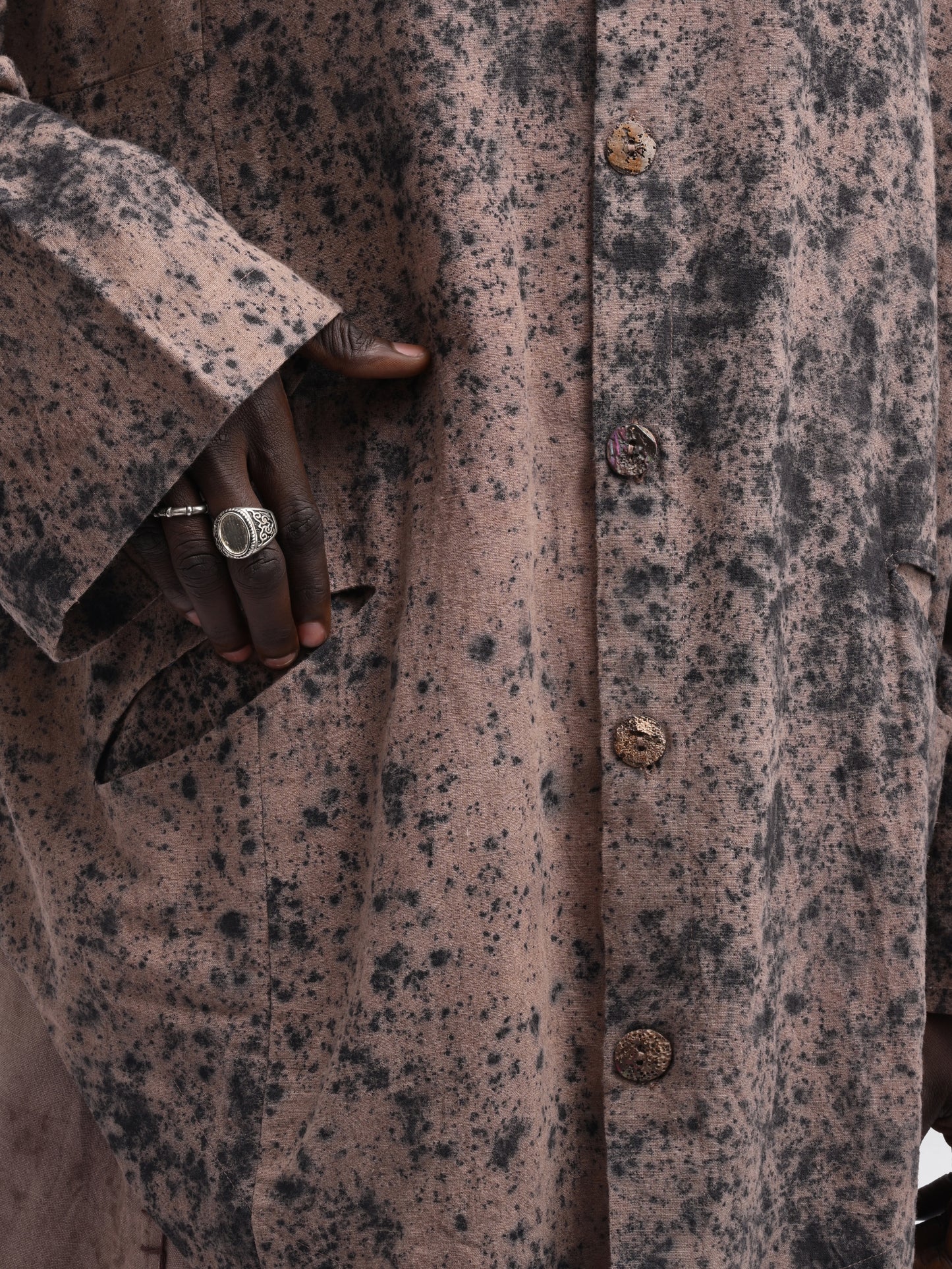 Farmer Shirt – Linen Cotton Blend - Black & Clay