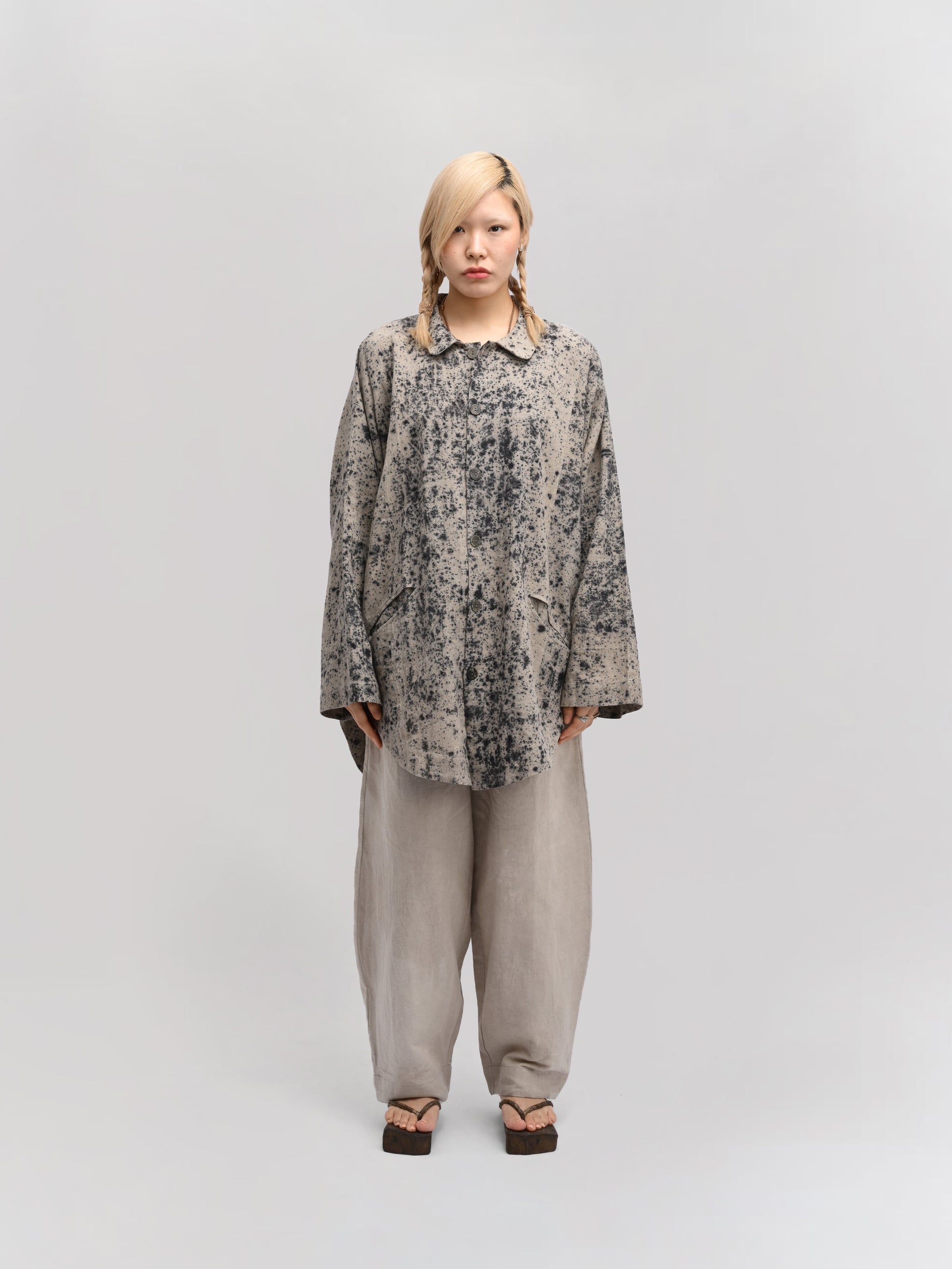 Farmer Shirt – Linen Cotton Blend – Black & Grey