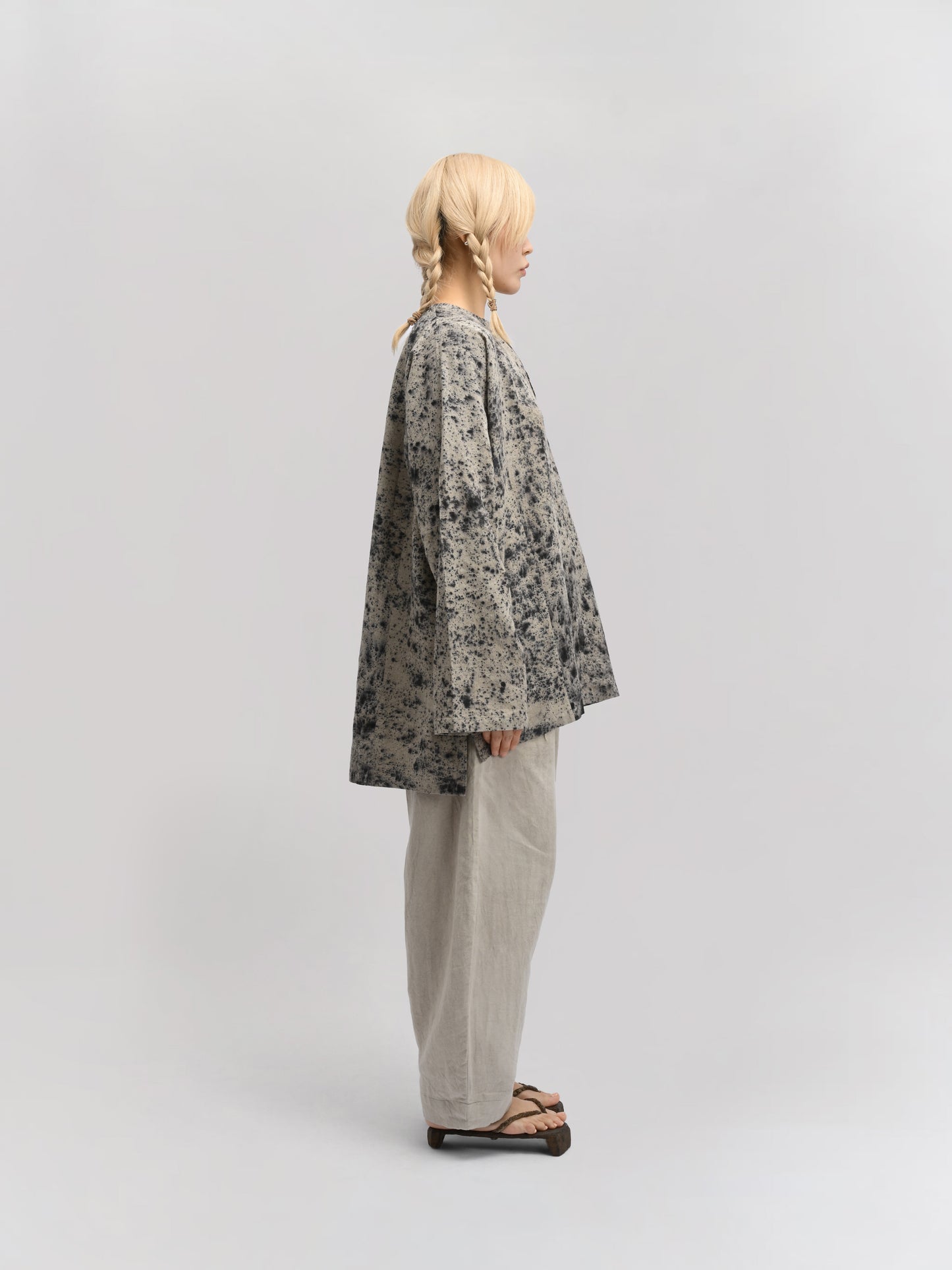 Fisherman Shirt – Linen Cotton Blend – Dyed Black & Grey