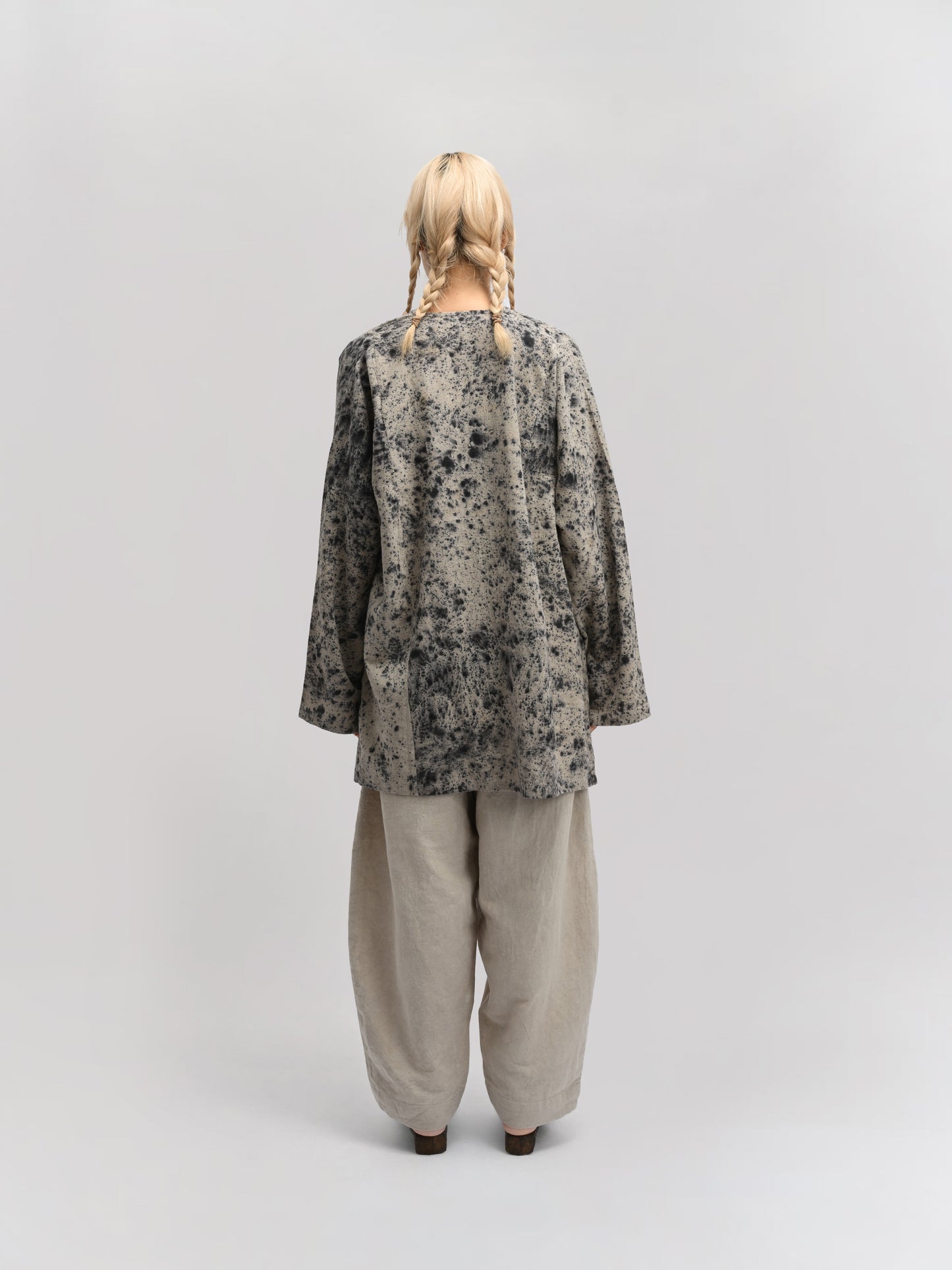 Fisherman Shirt – Linen Cotton Blend – Dyed Black & Grey