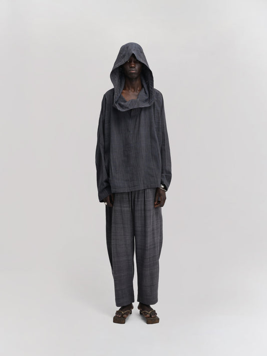 Fisherman Hoodie – Handwoven Cotton – Black & Blue