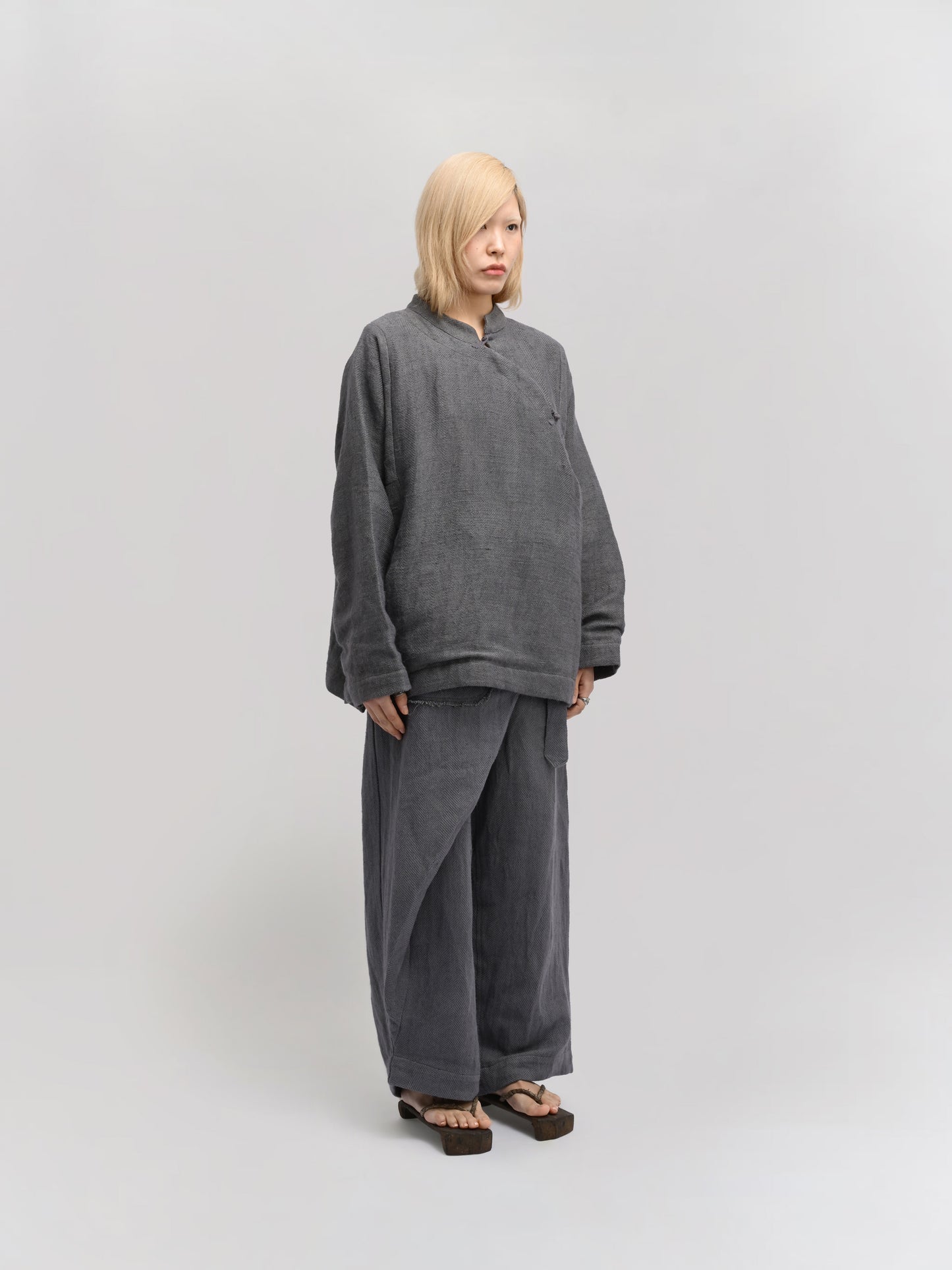 Shepherd Jacket – Handwoven Cotton – Dyed Grey