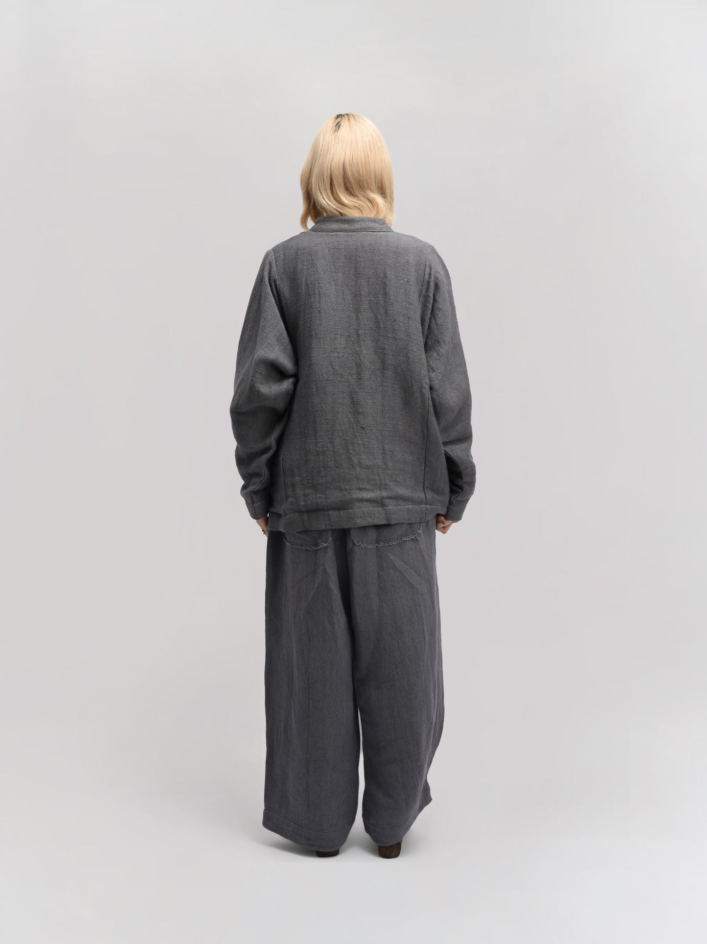 Shepherd Jacket – Handwoven Cotton – Dyed Grey