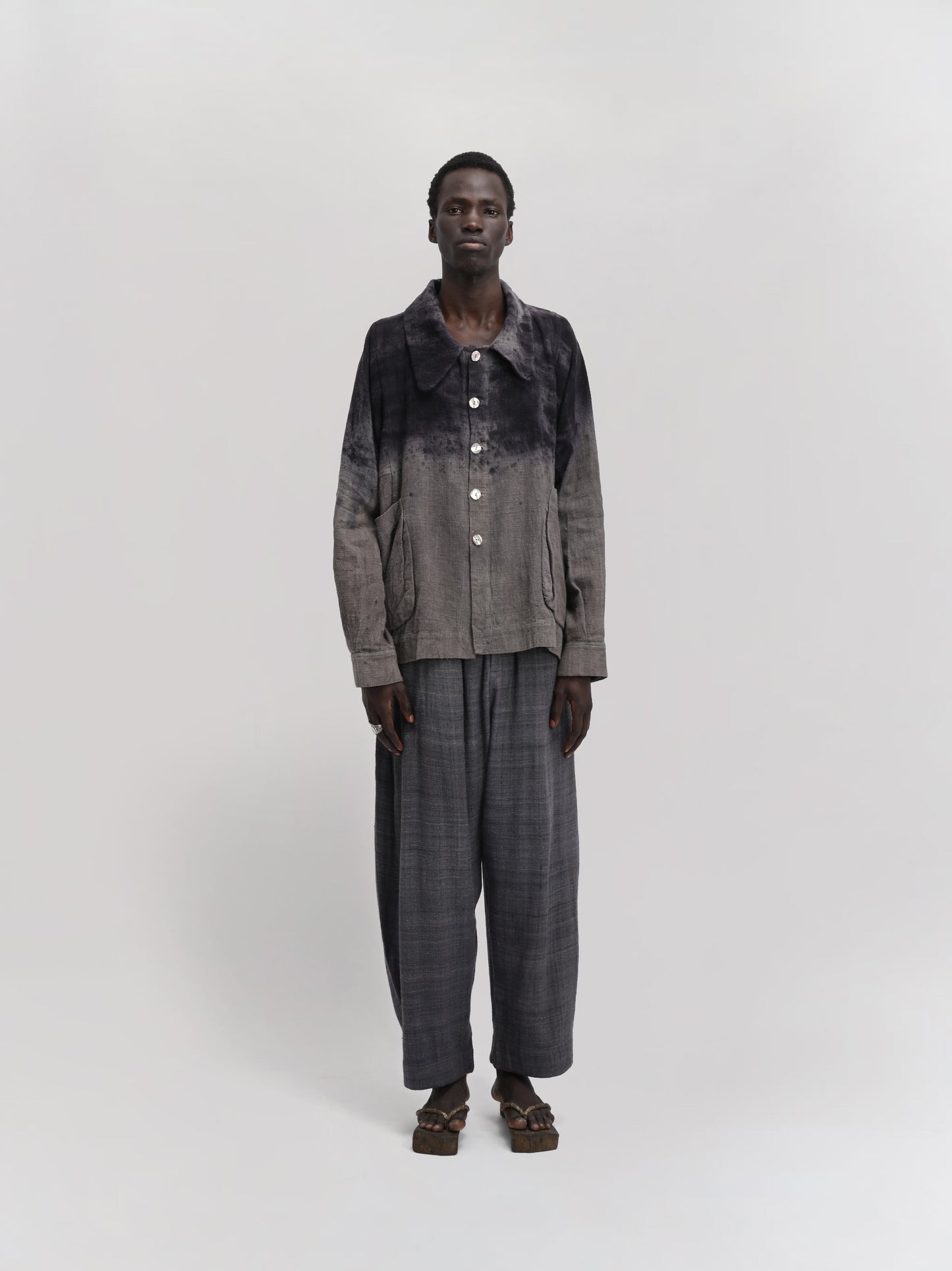 Farmer Jacket – Organic Kala Cotton – Dyed Black & Grey