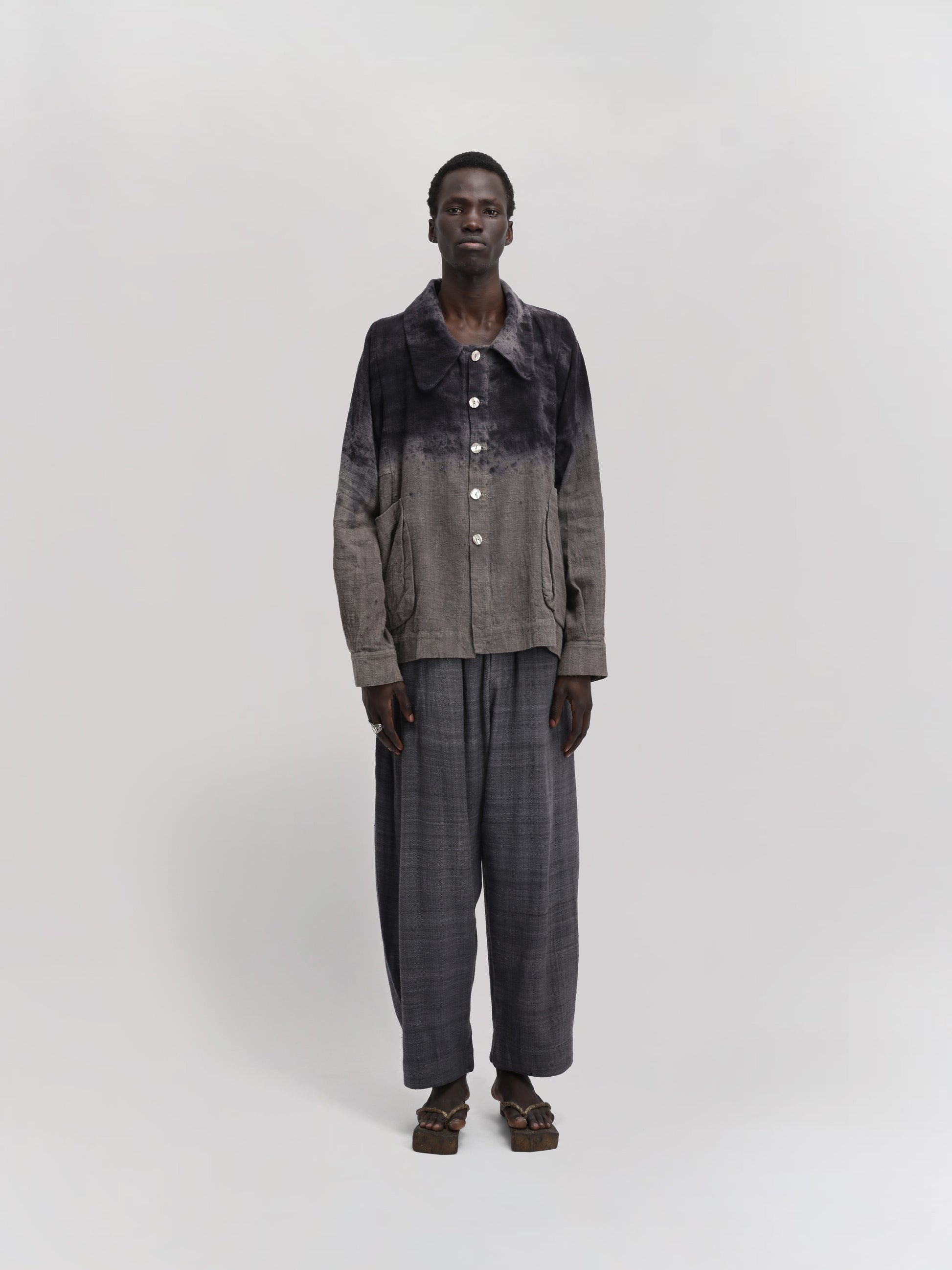 Farmer Jacket – Organic Kala Cotton – Dyed Black & Grey