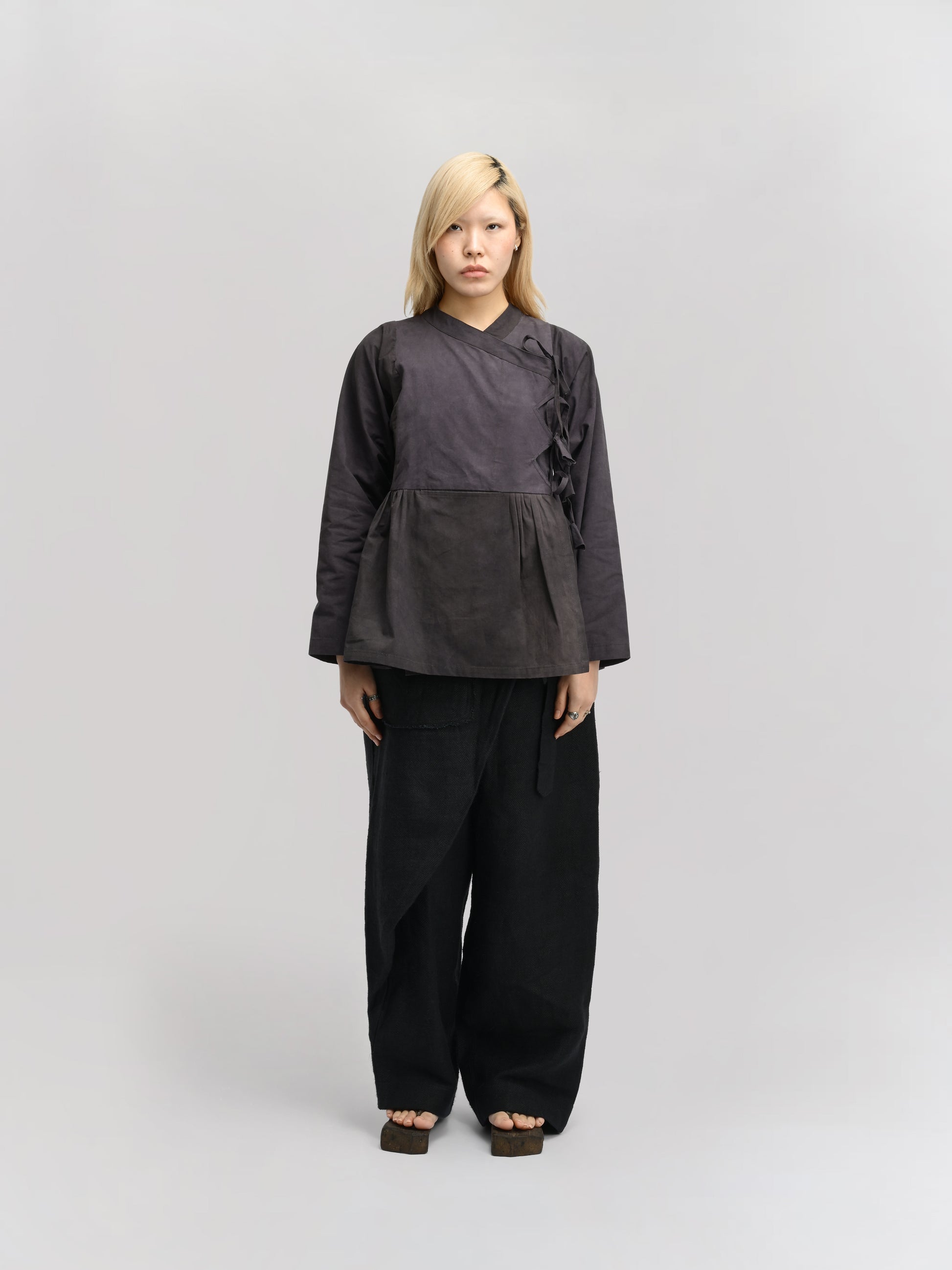 Shepherd Dress – Handwoven  Cotton – Navy Grey