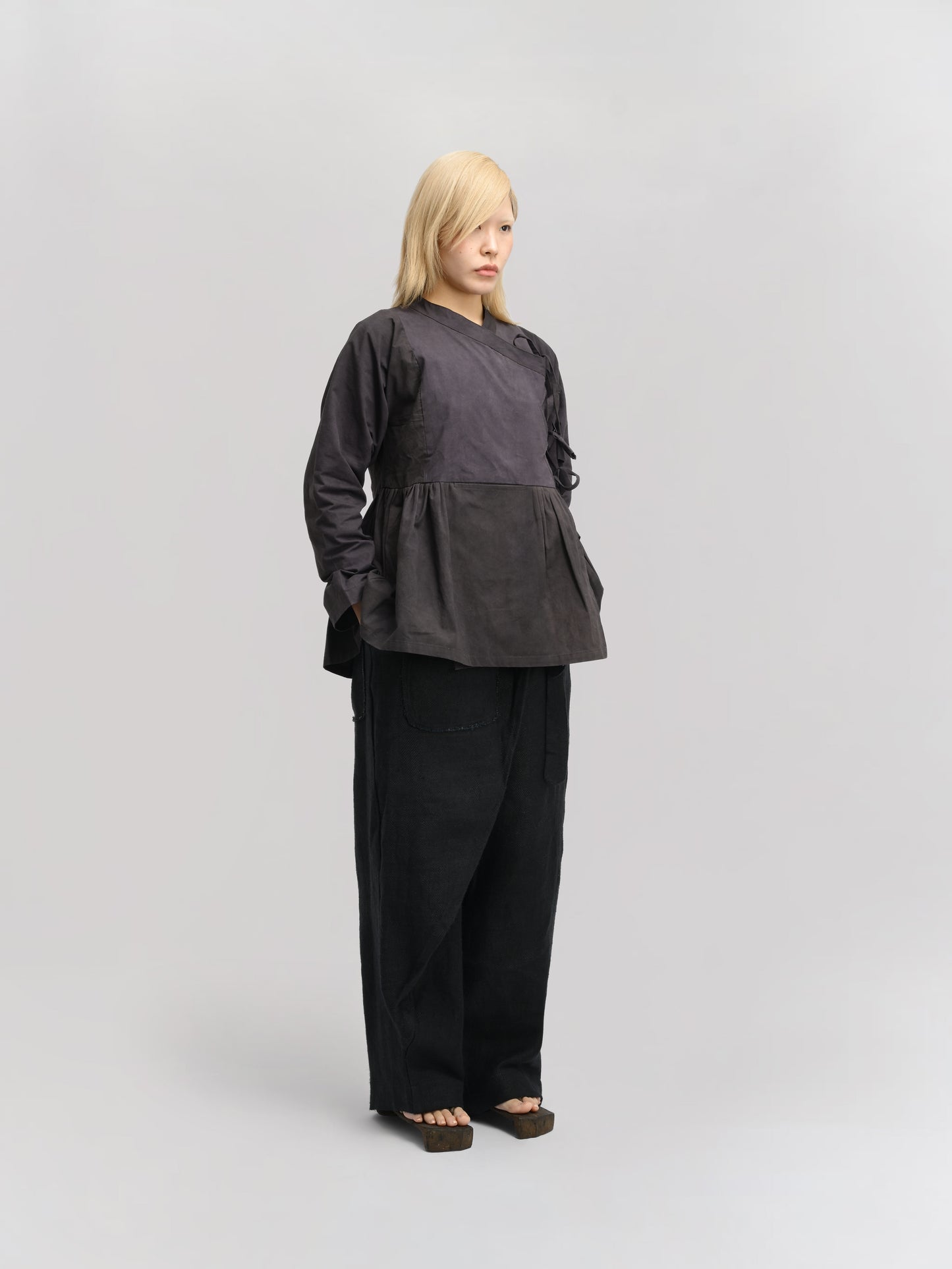 Shepherd Dress – Handwoven Cotton – Navy Grey