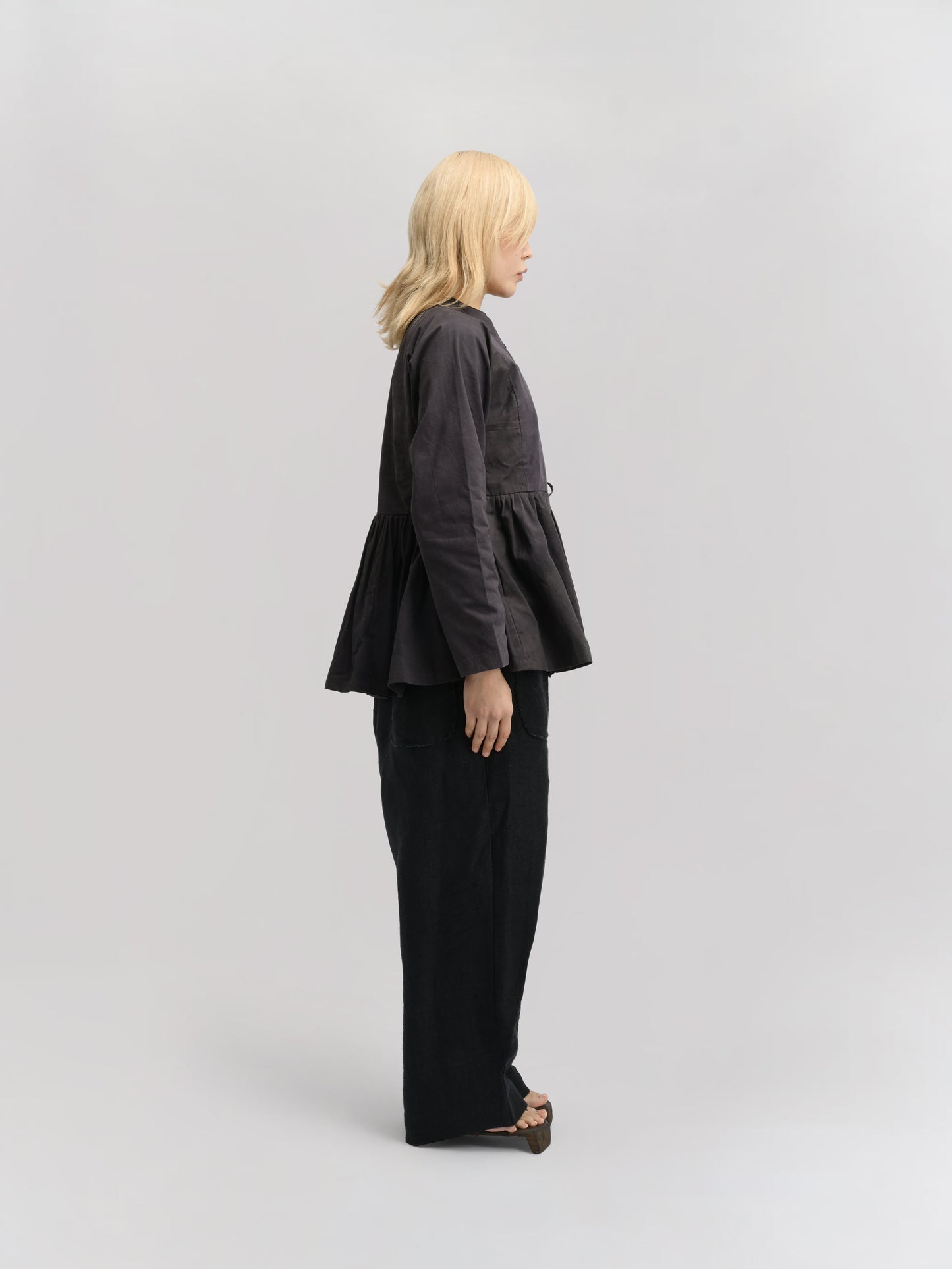 Shepherd Dress – Handwoven Cotton – Navy Grey