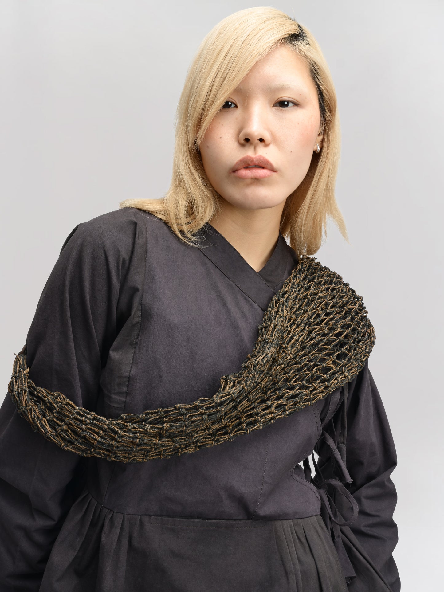 Shepherd Dress – Handwoven Cotton – Navy Grey