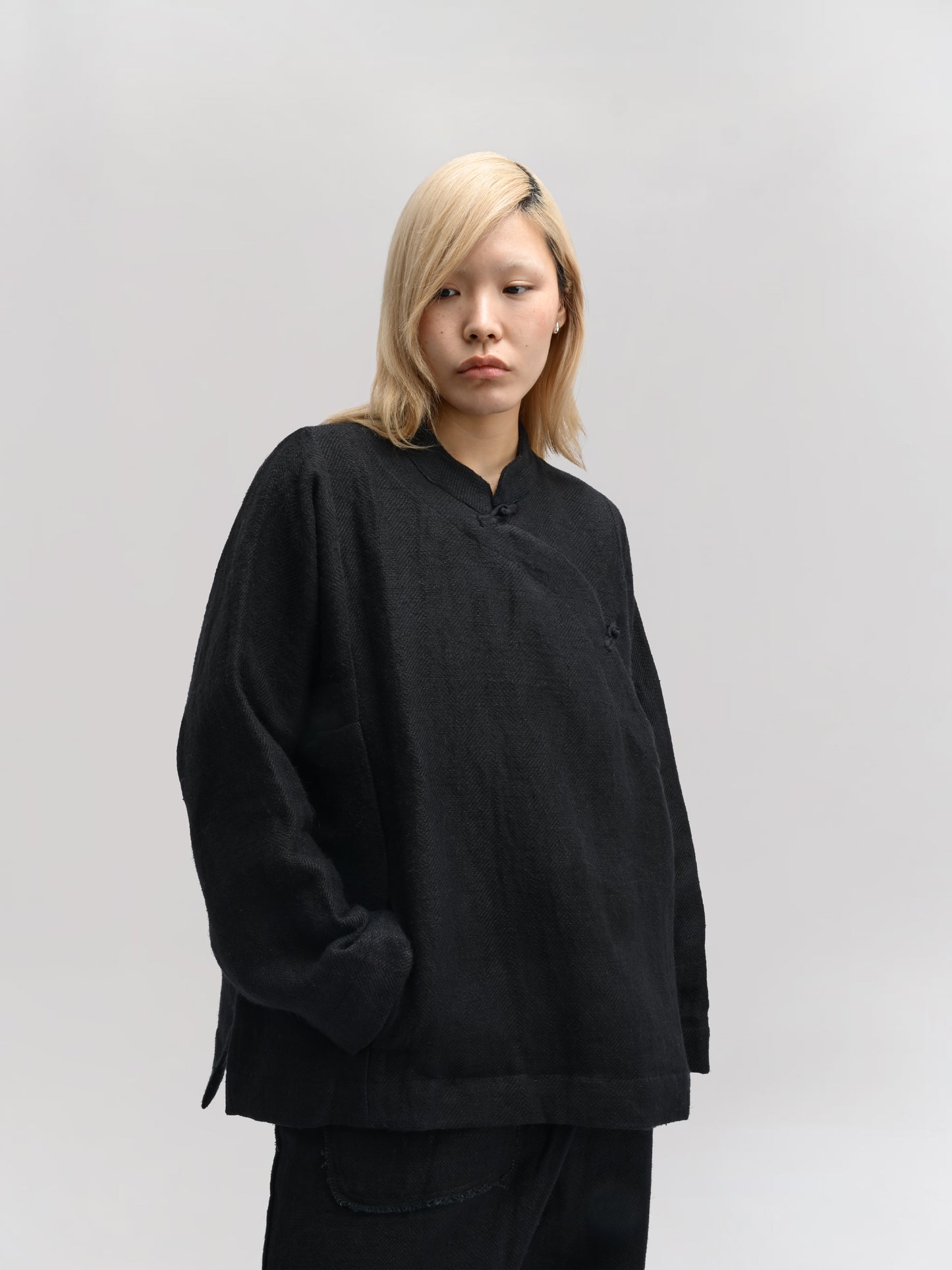 Shepherd Jacket – Handwoven Cotton – Dyed Black