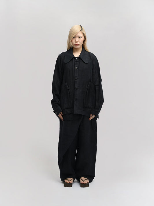 Farmer Jacket – Handwoven Cotton – Charcoal Black