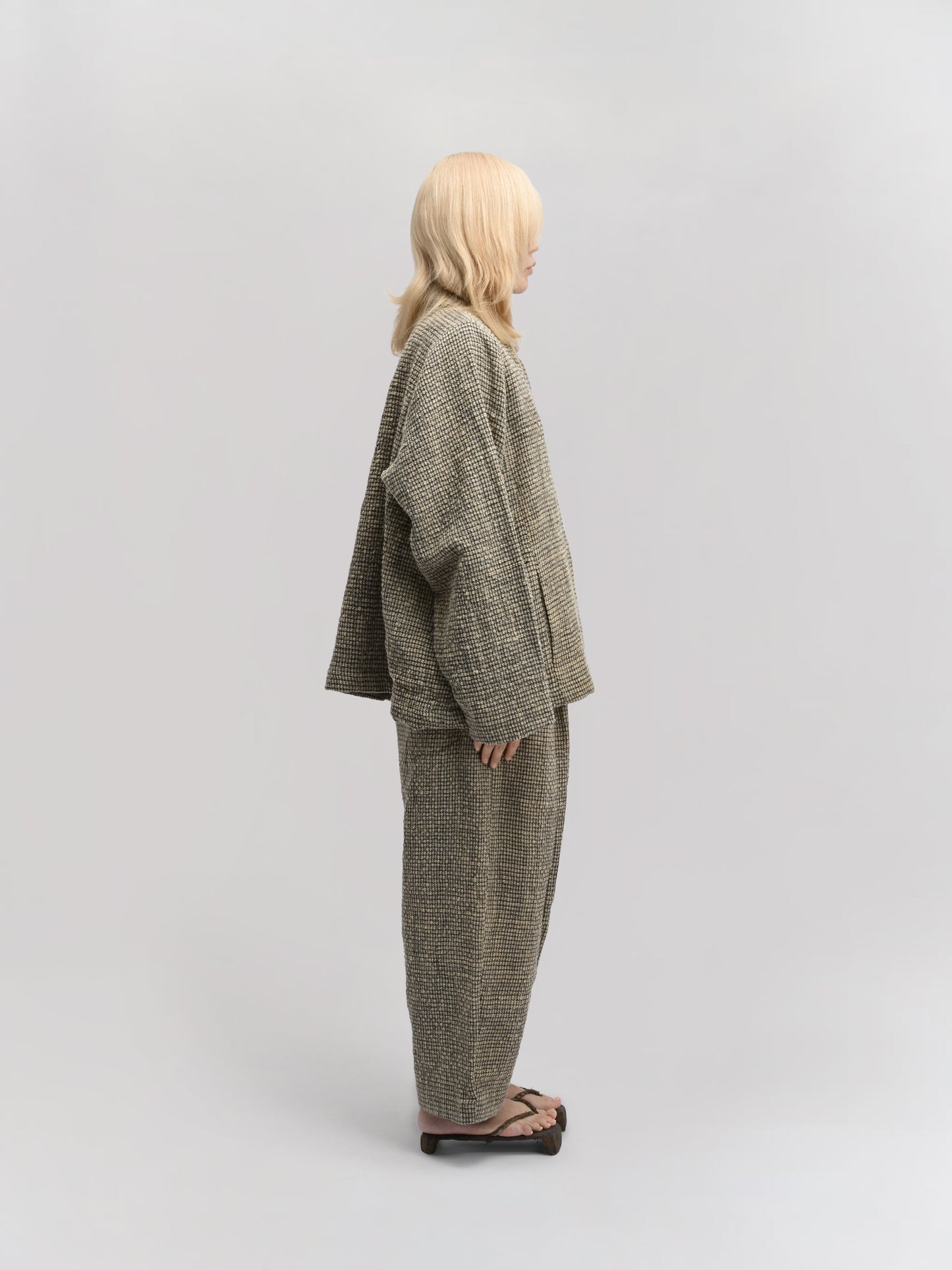 Shepherd Jacket – Handwoven Tweed Wool – Light Beige