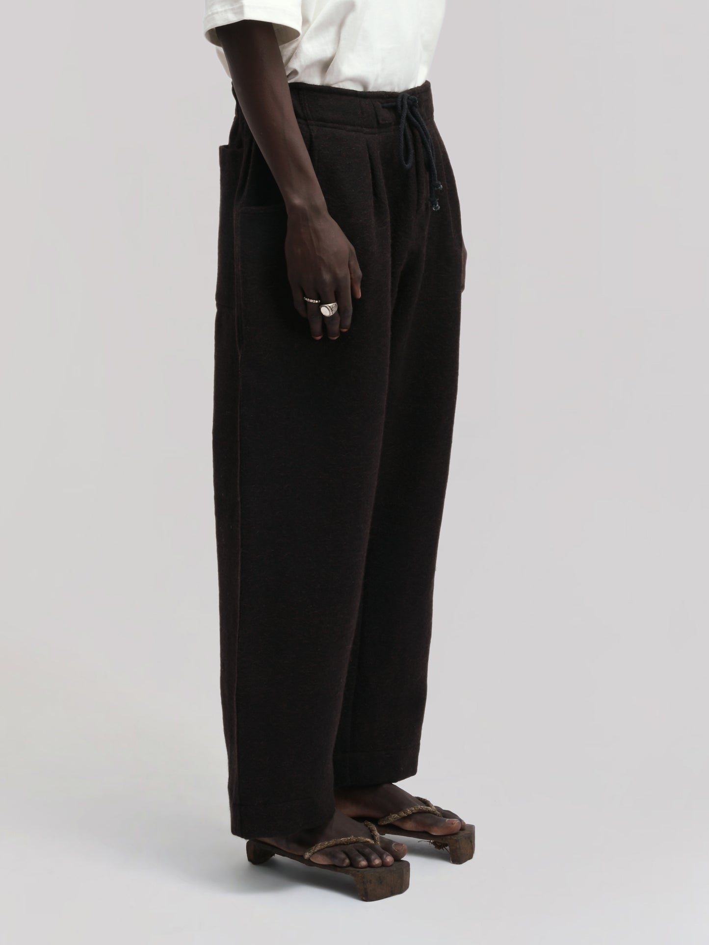 Farmer Pant – Handwoven Yak & Sheep Wool – Deep Black