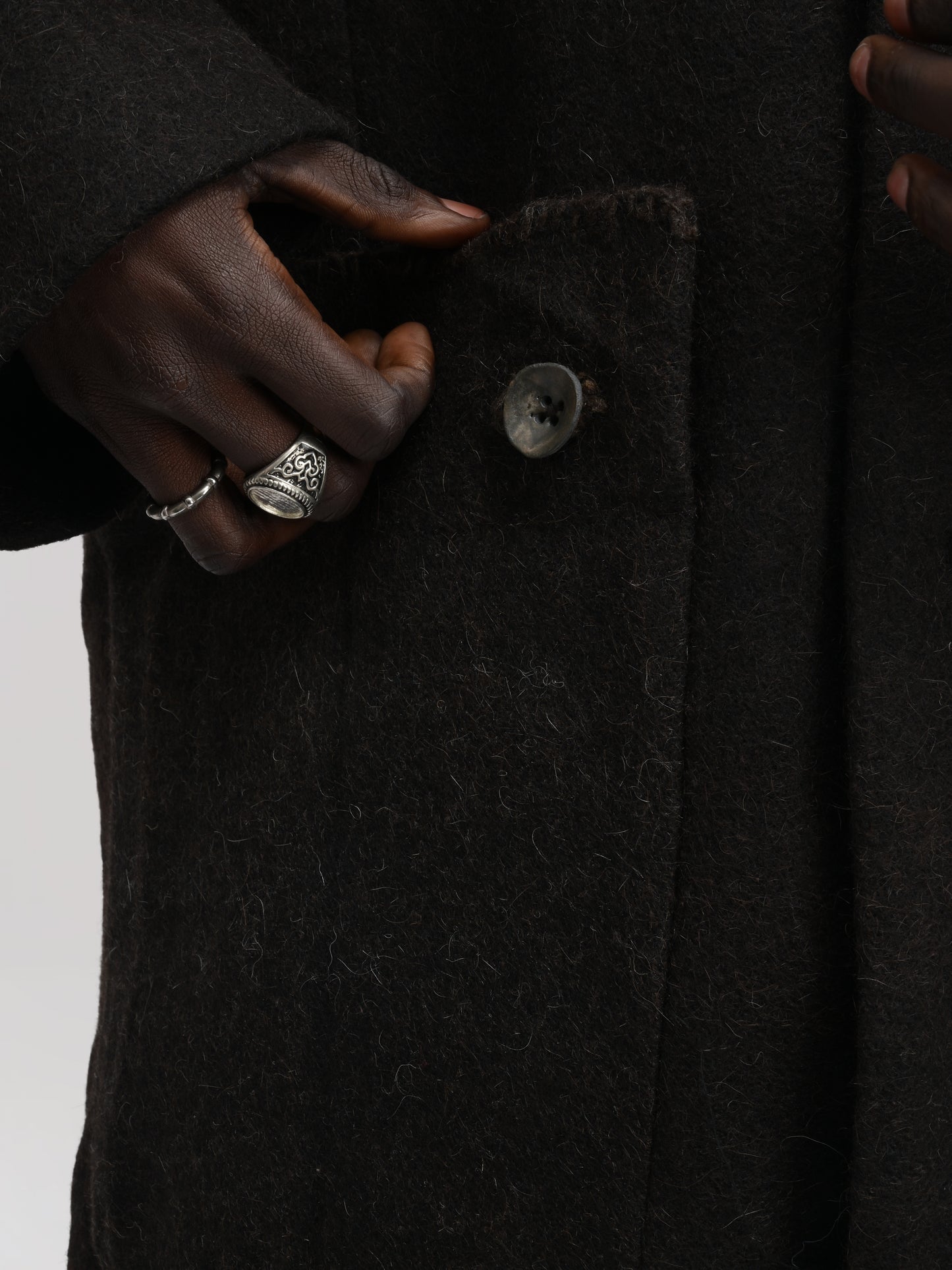Farmer Coat – Handwoven Yak Wool – Dark Chocolate