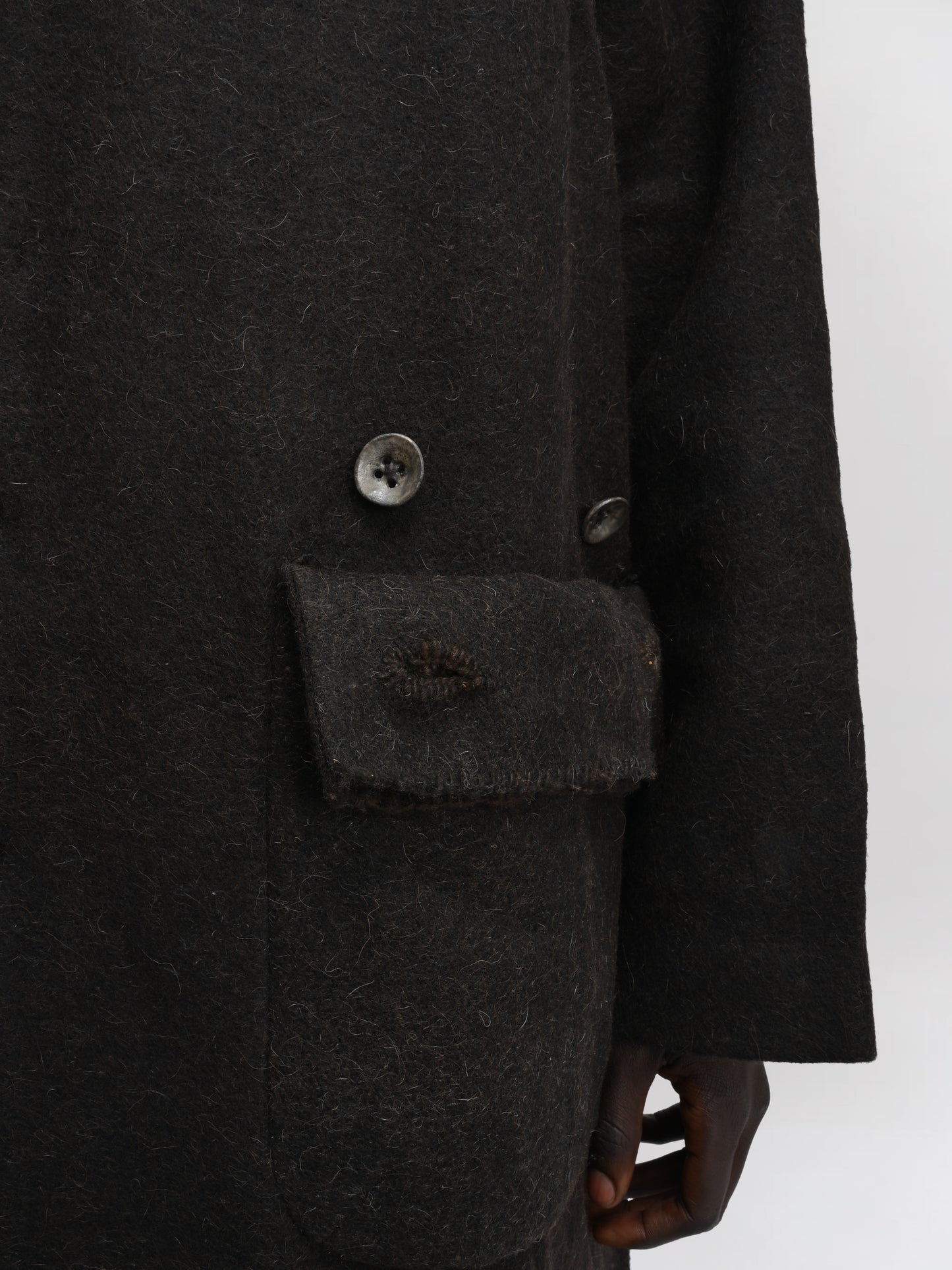 Farmer Coat – Handwoven Yak Wool – Dark Chocolate