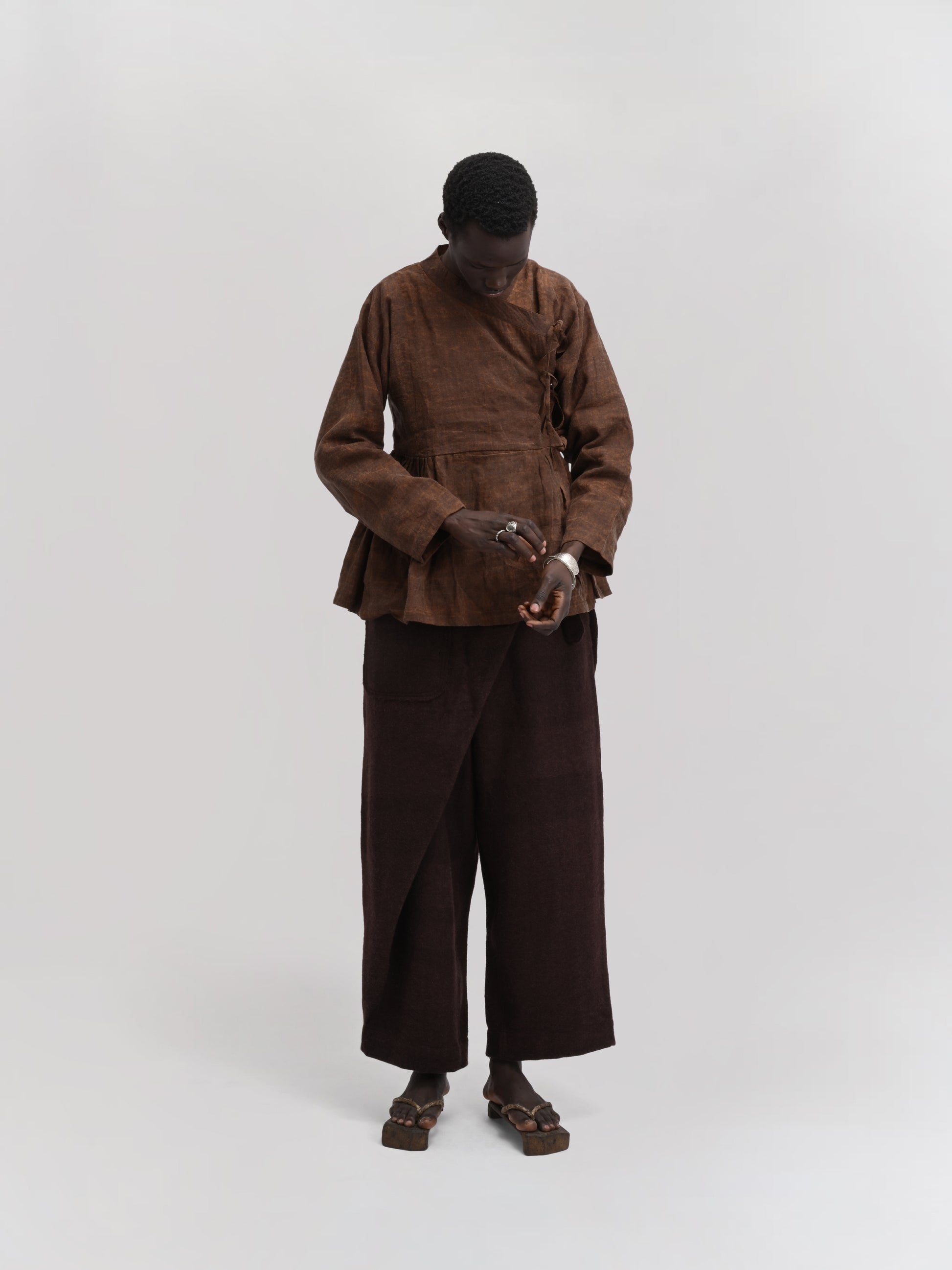 Shepherd Dress – Mud Dyed Ramie – Natural Brown