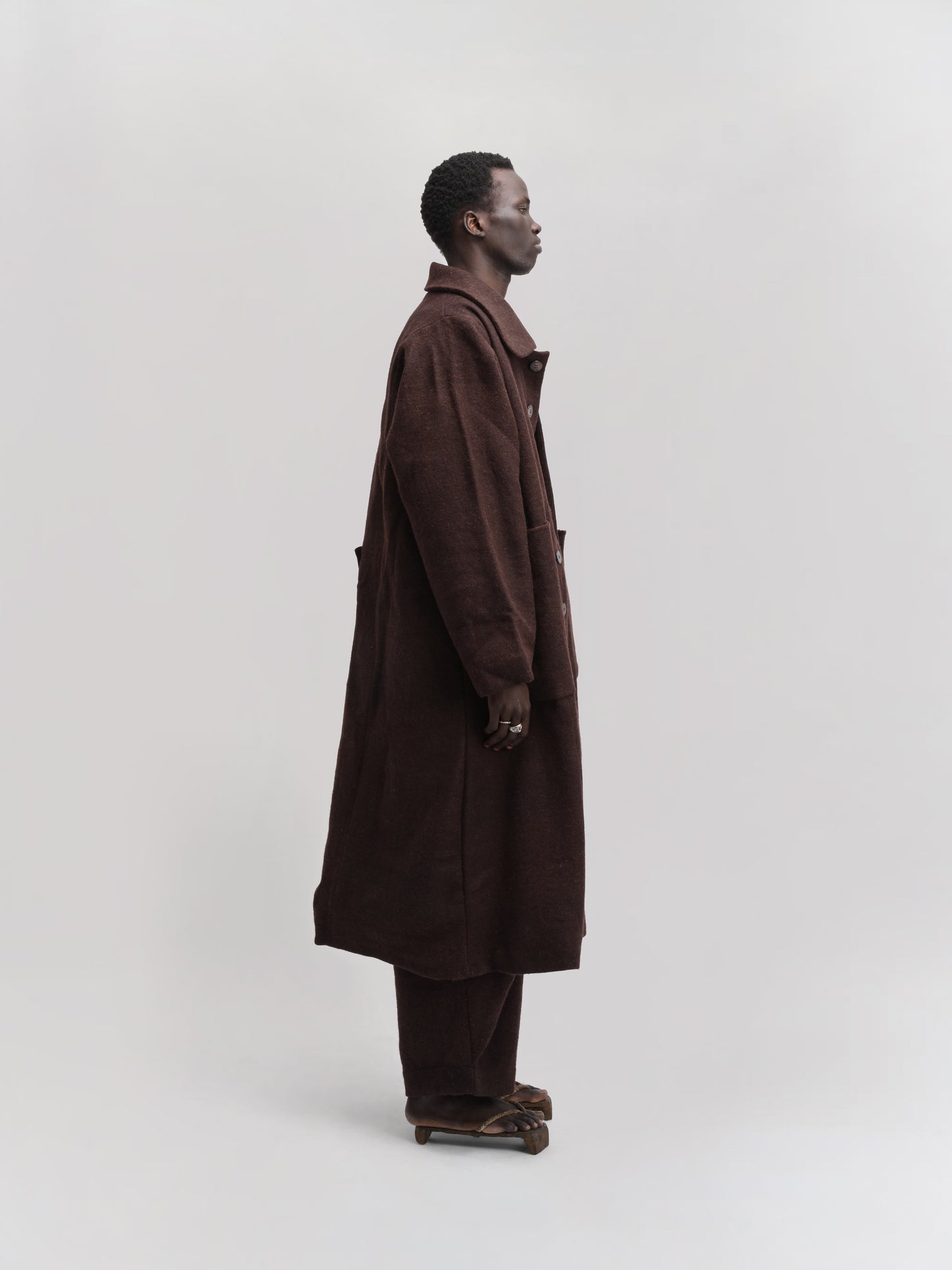Farmer Coat – Handwoven Yak Wool – Rich Brown