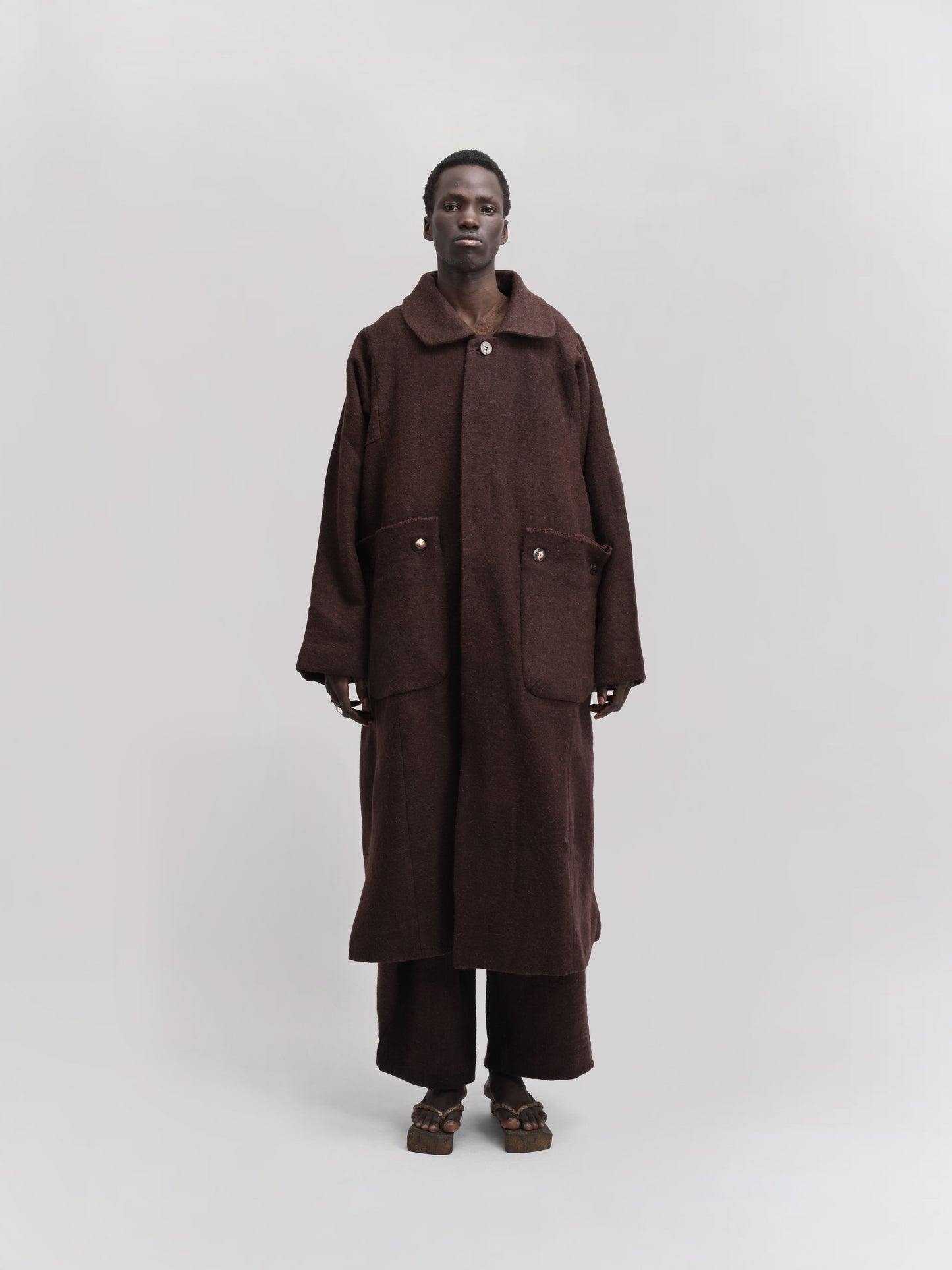 Farmer Coat – Handwoven Yak Wool – Rich Brown