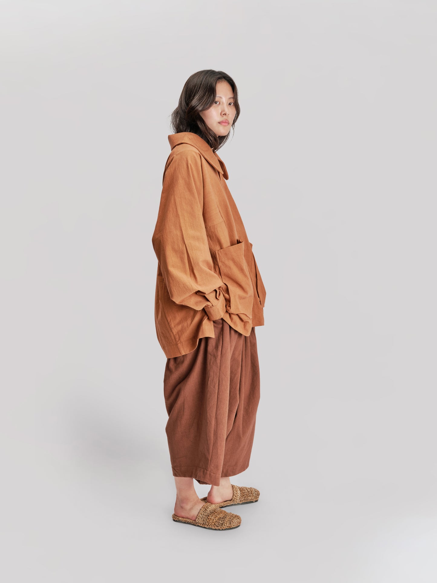 Roly Poly Shorts - Japanese Stonewashed Linen - Brown
