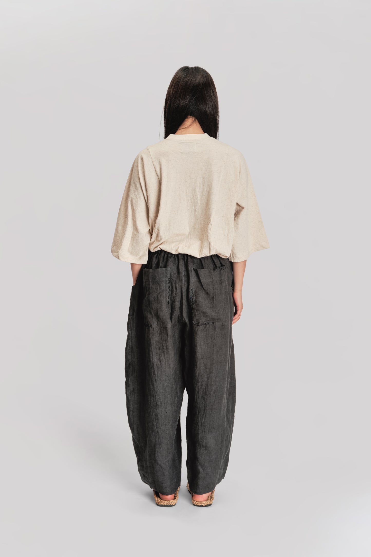 Fisherman Pant - Stone Washed Linen - Black