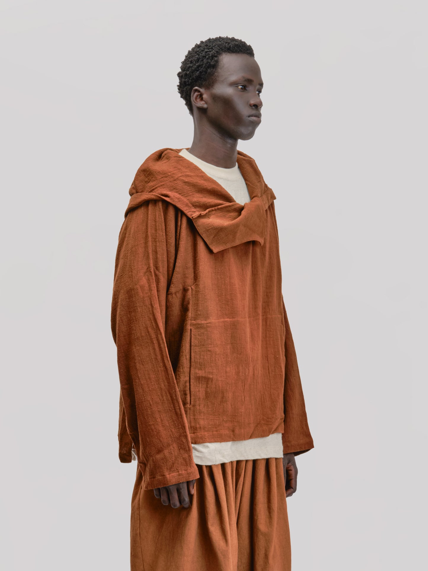 Fisherman Hoodie – Handloom Kala Cotton – Brown