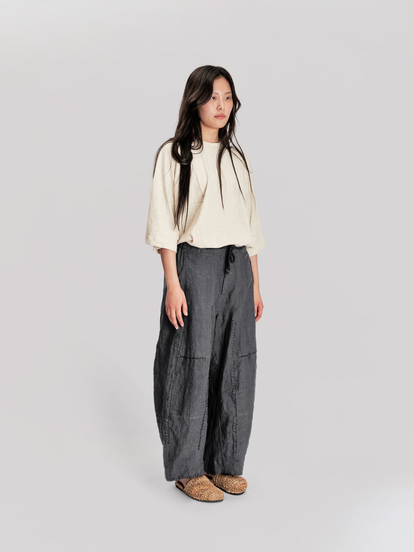 Fisherman Pant - Japanese Stonewashed Linen - Black