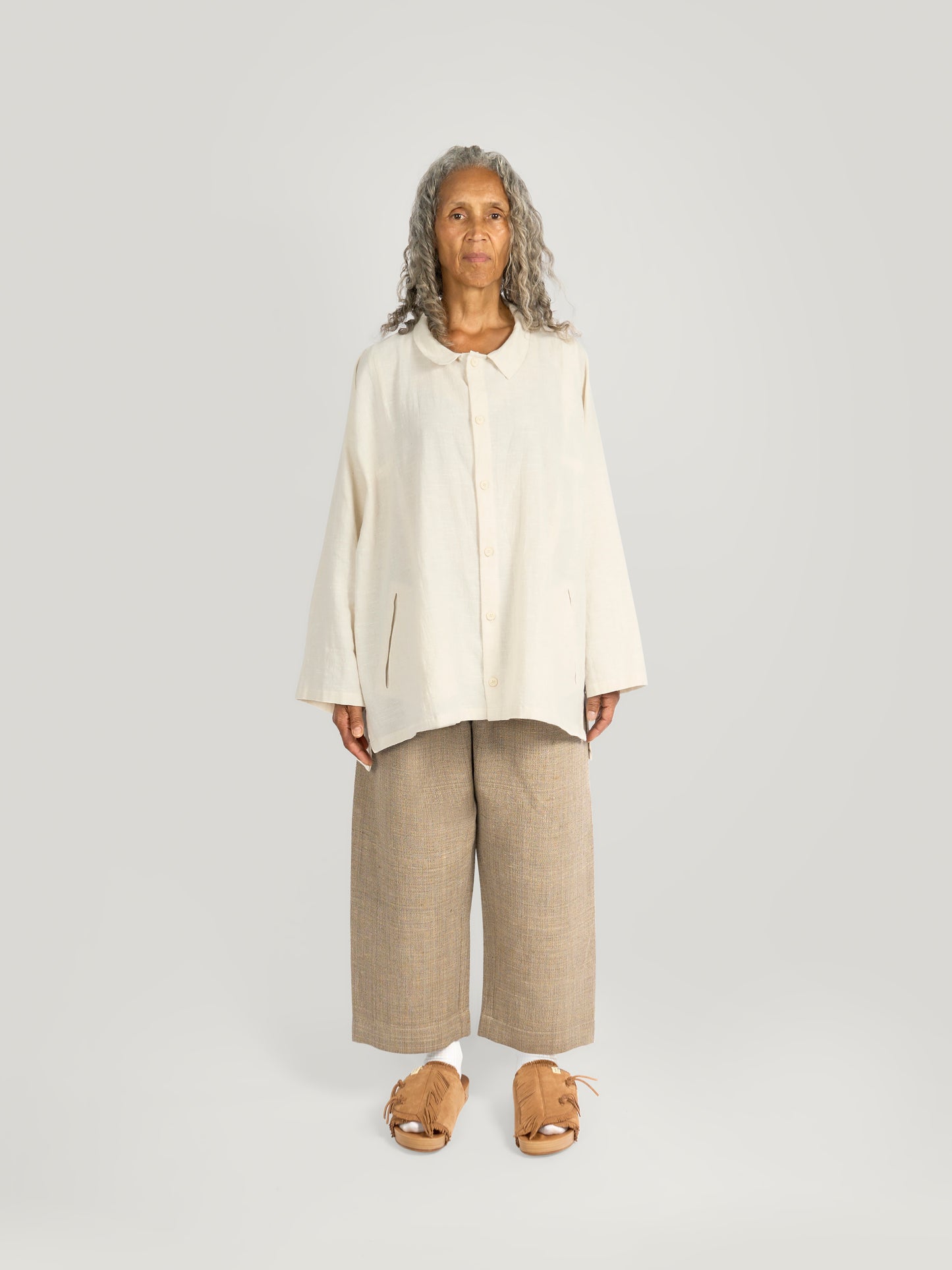 Farmer Pant – Handwoven Silk & Cotton Blend – Natural White