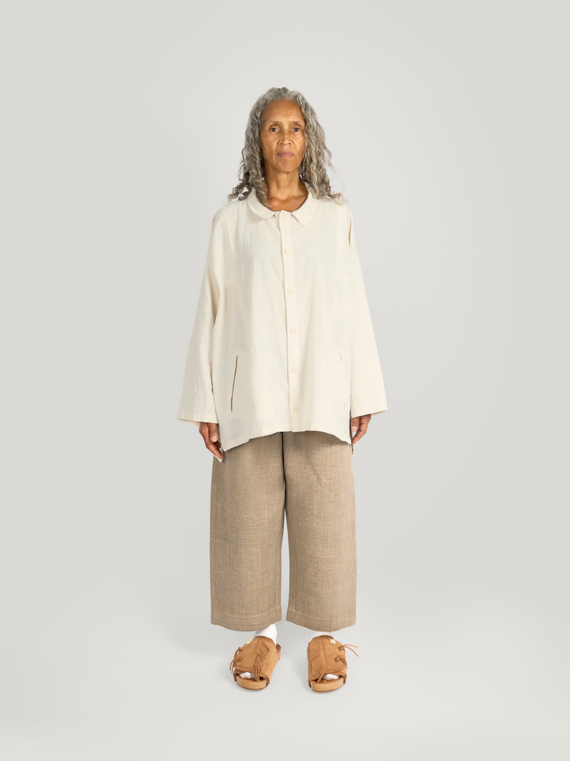 Farmer Pant – Handwoven Silk & Cotton Blend – Natural White