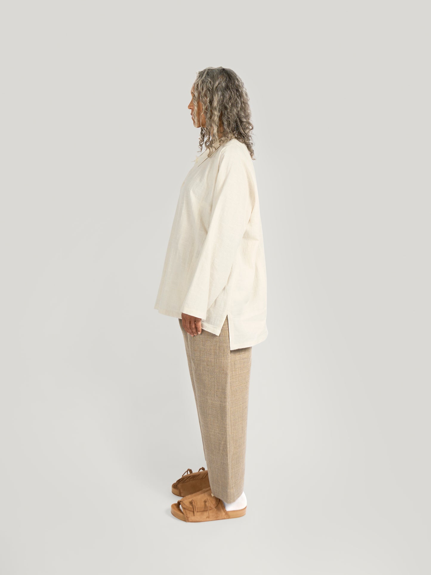 Farmer Pant – Handwoven Silk & Cotton – Beige