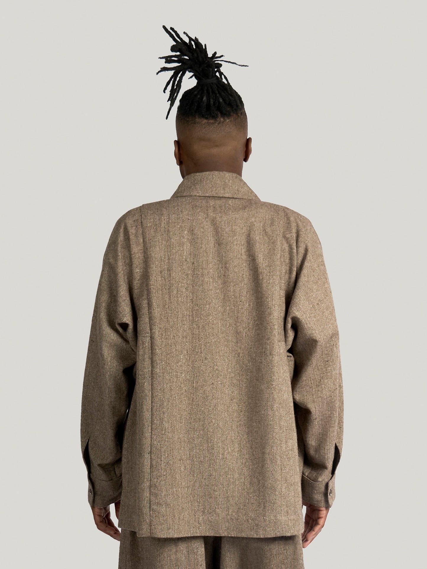 Farmer Jacket – Antique Herringbone Wool – Grey Earthy