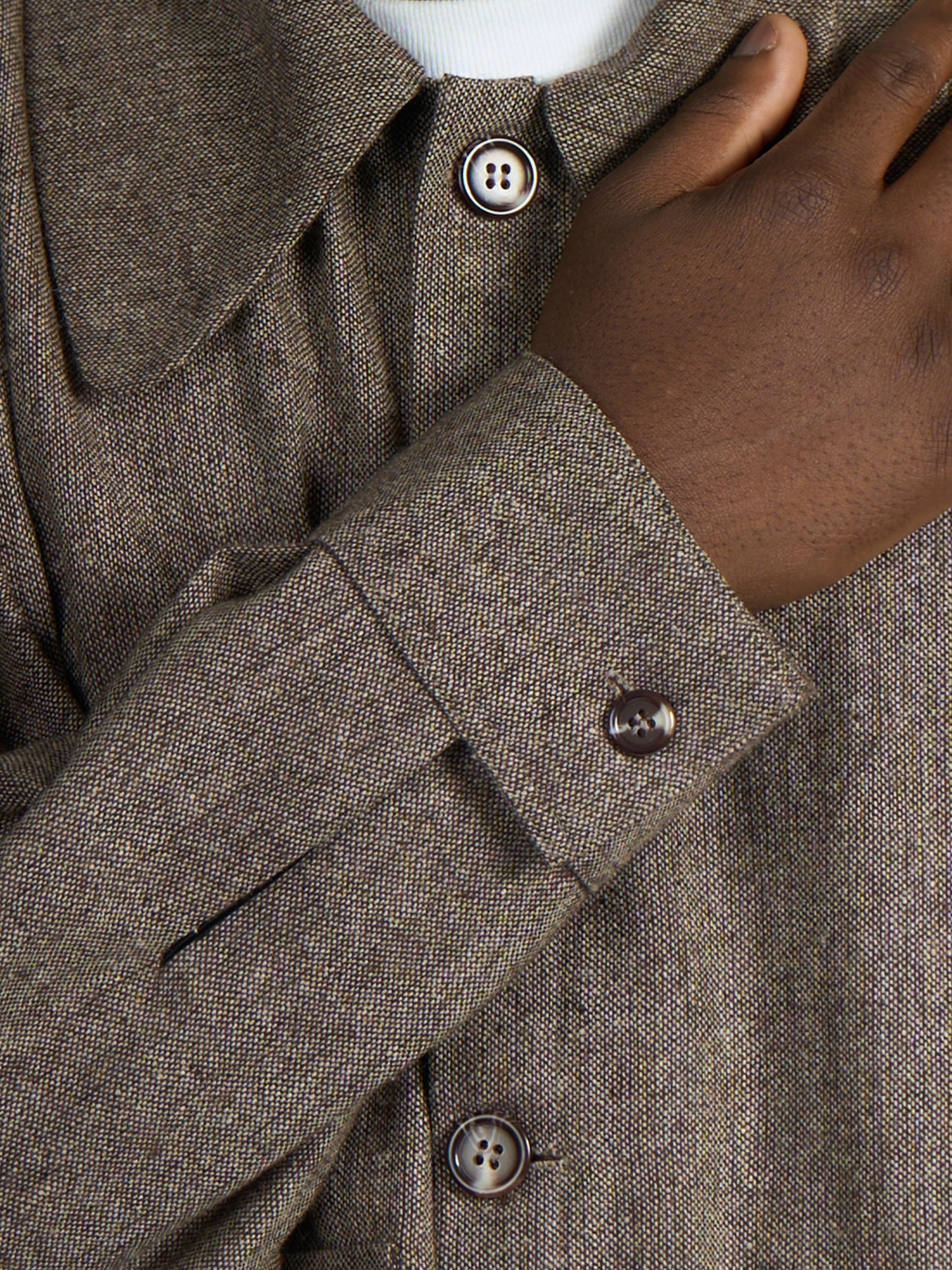 Farmer Jacket – Antique Herringbone Wool – Grey Earthy