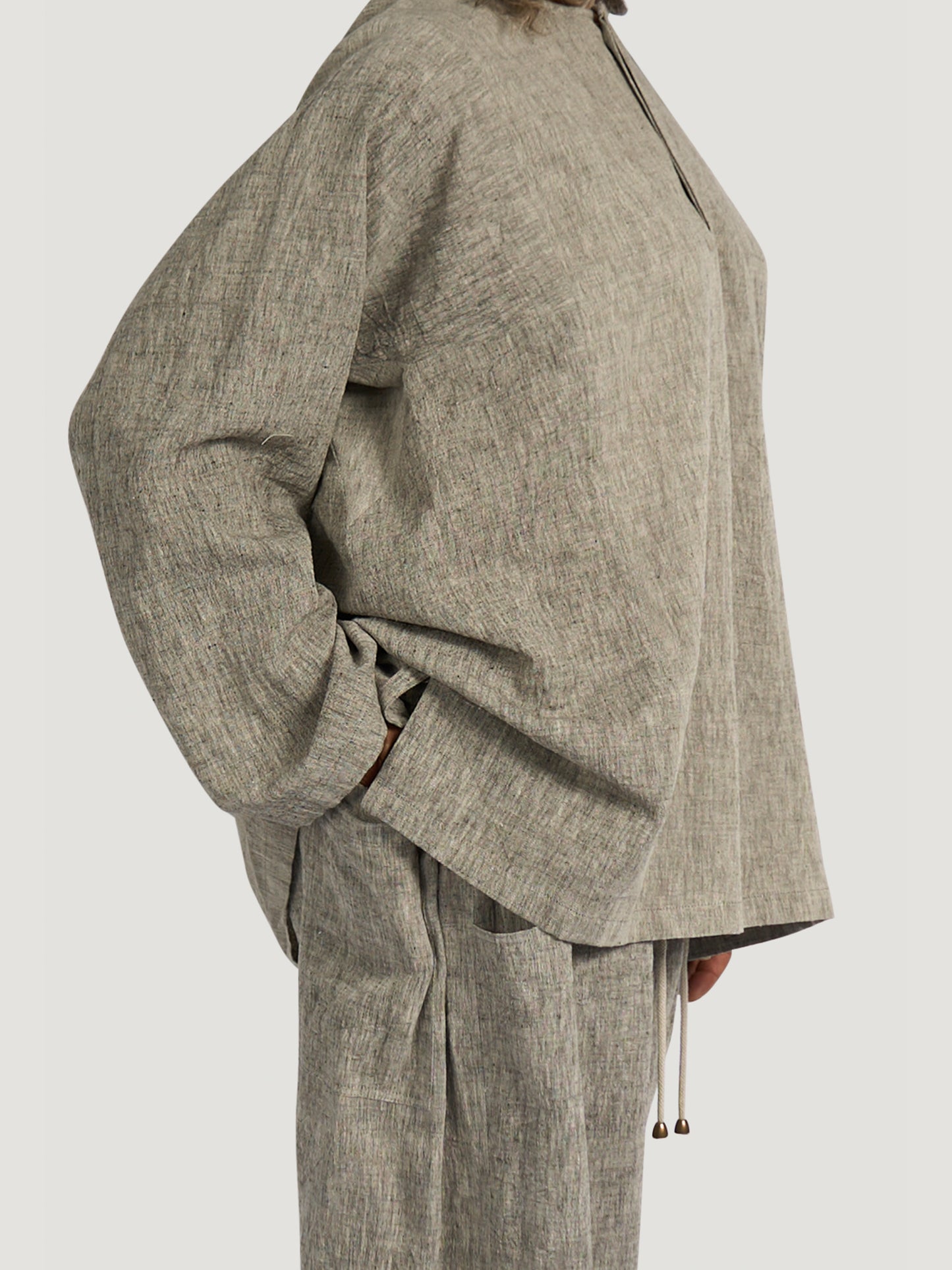 Fisherman Shirt – Handwoven Kala Cotton – Earthy Beige