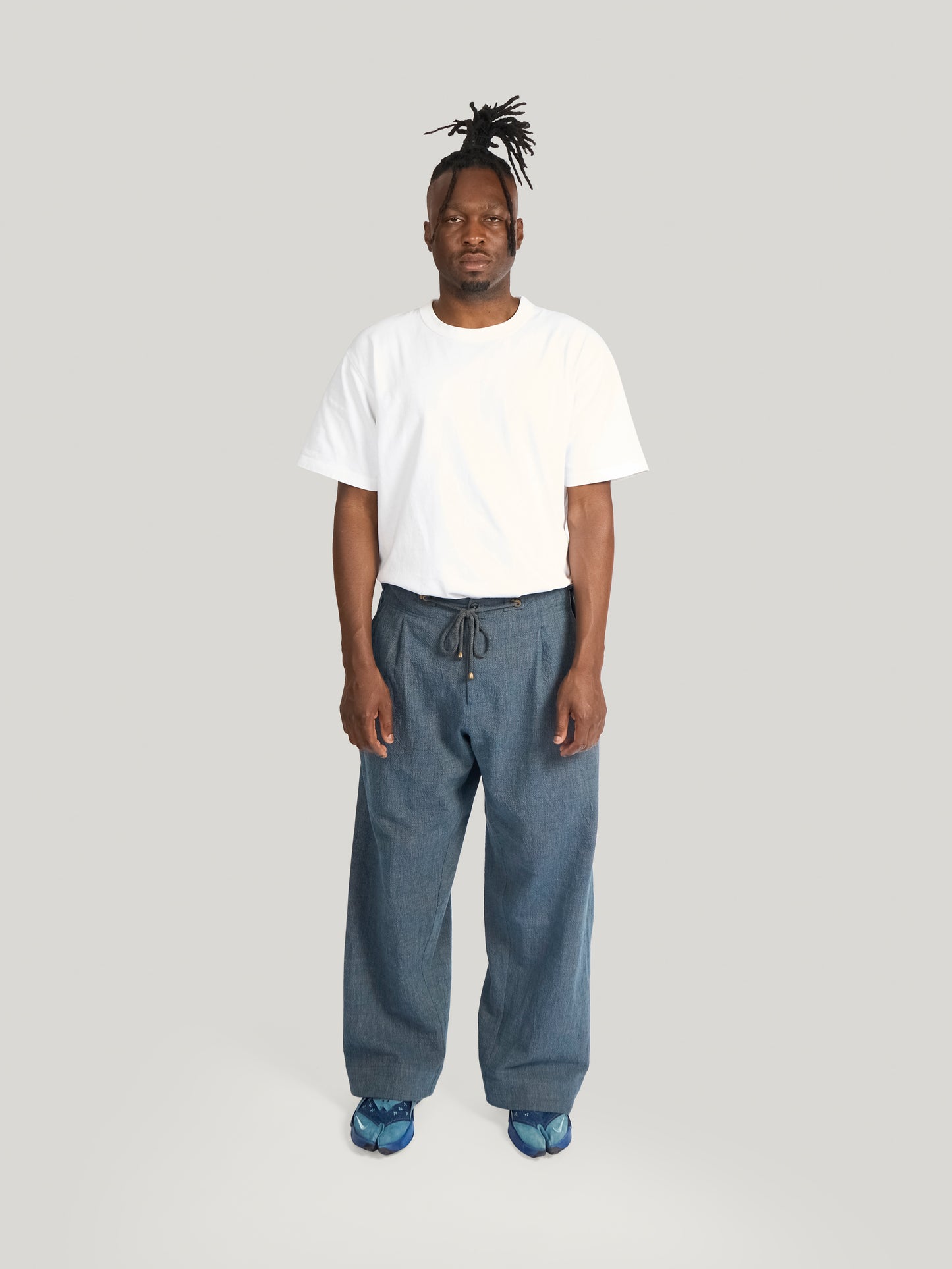 Farmer Pant – Marbled Shimofuri Cotton – Denim Blue