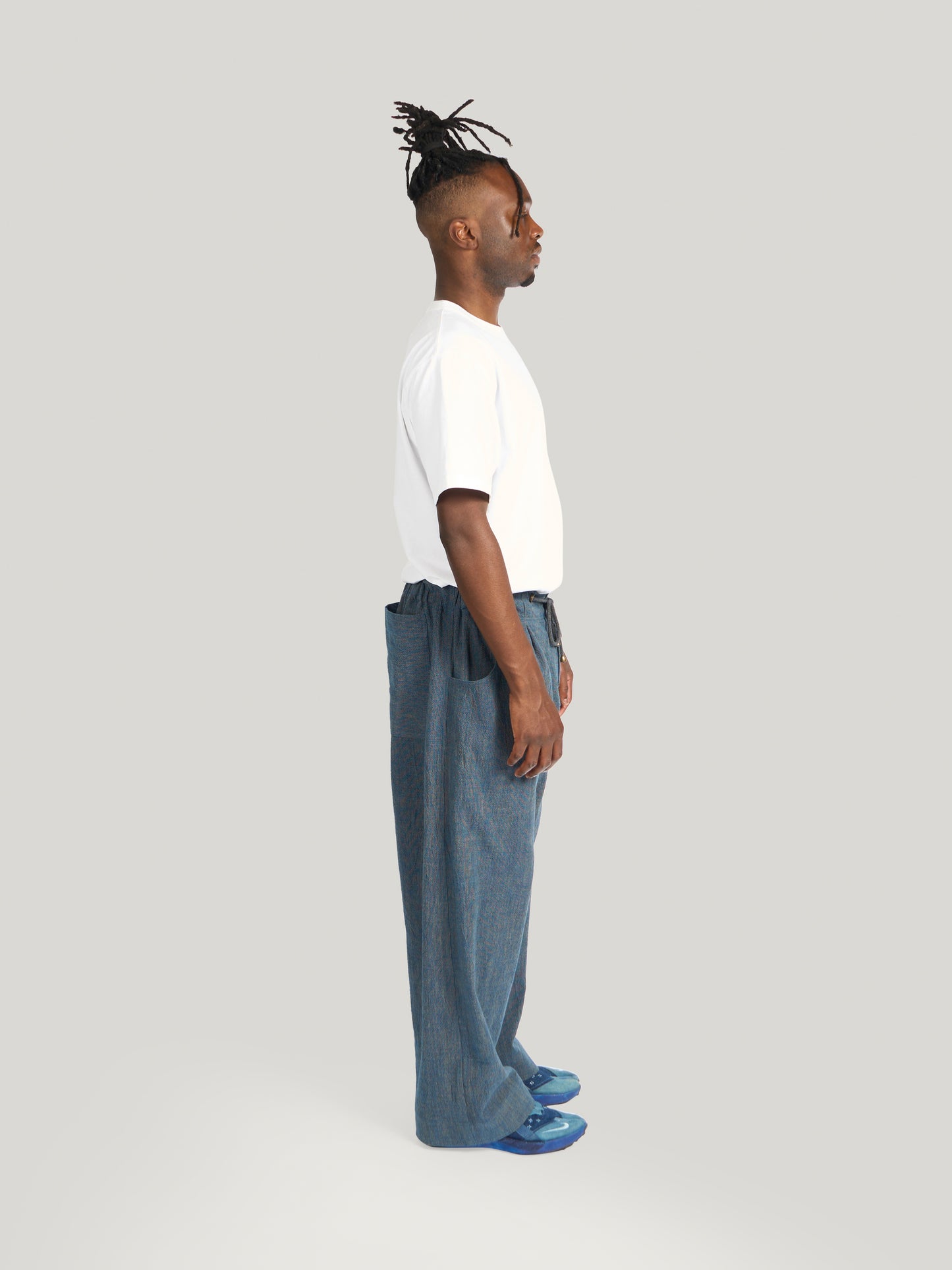 Farmer Pant – Marbled Shimofuri Cotton – Denim Blue