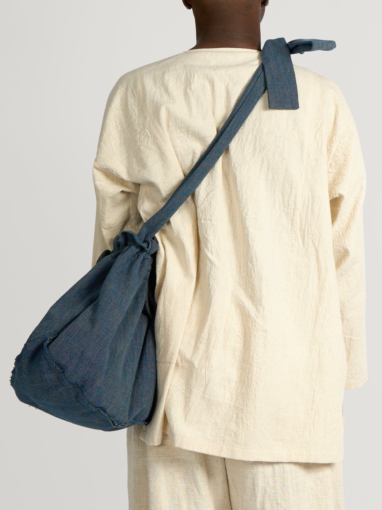 Pear Drop Bag – Marbled Shimofuri Cotton – Indigo & Pomegranate
