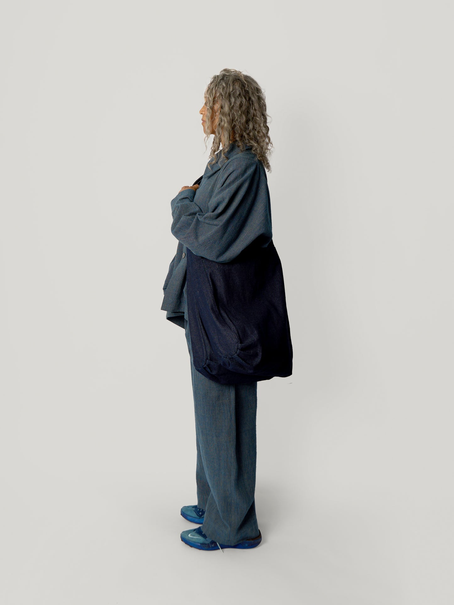 Double Tote Bag – Kojima Heavy Denim – Naturally Dyed Black