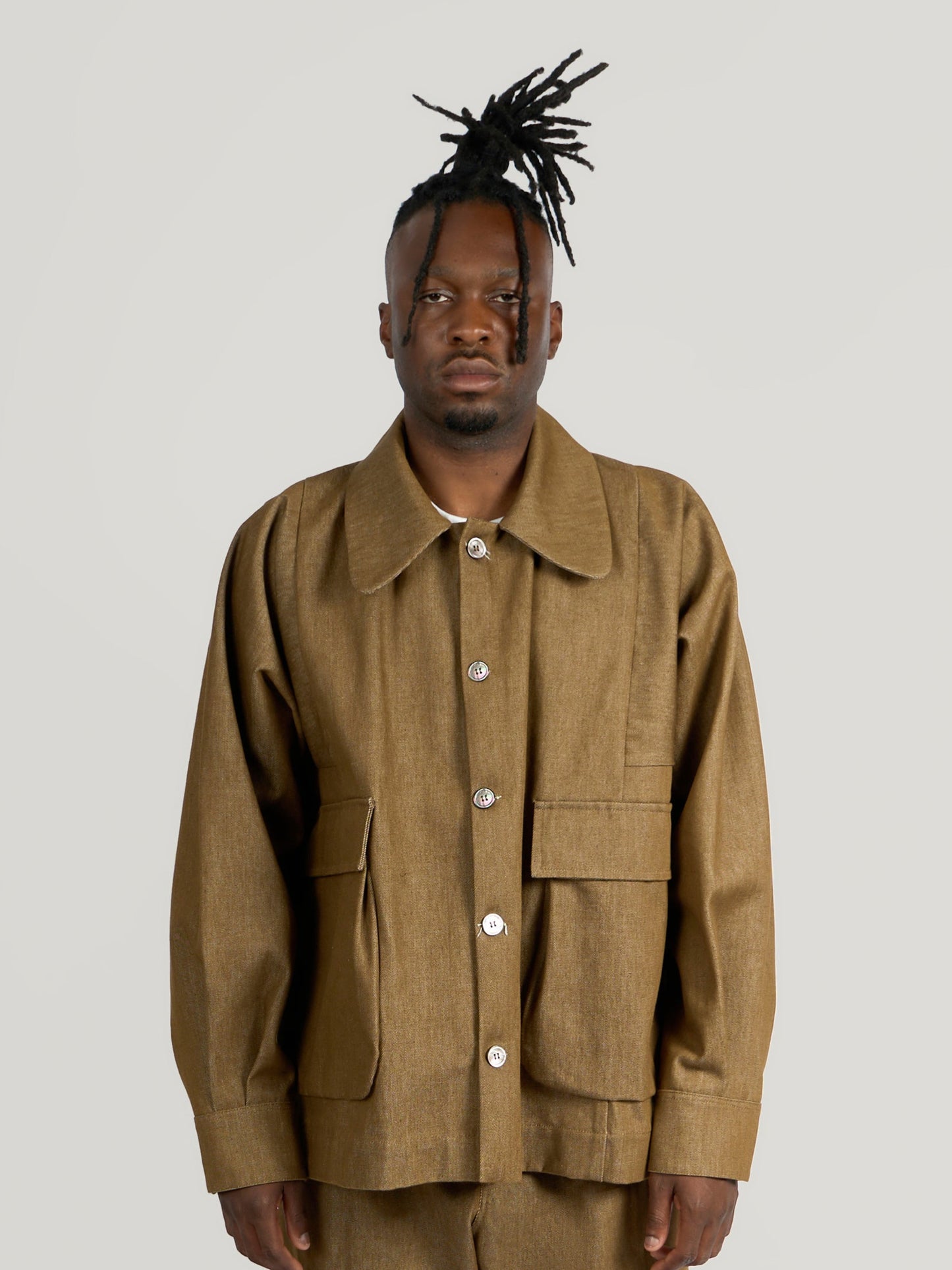 Farmer Jacket – Kojima Heavy Denim – Solid Brown