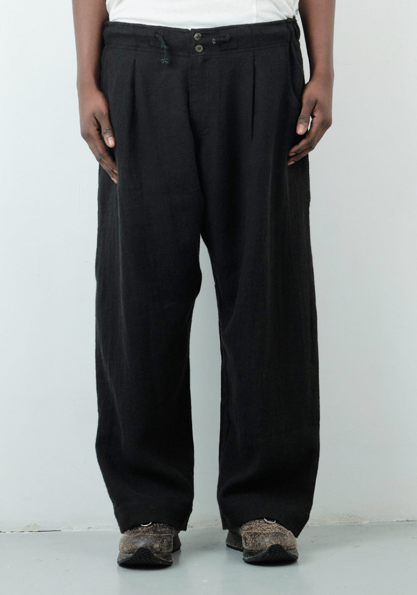 Farmer Pant – Brushed Japanese Wool Linen – Black