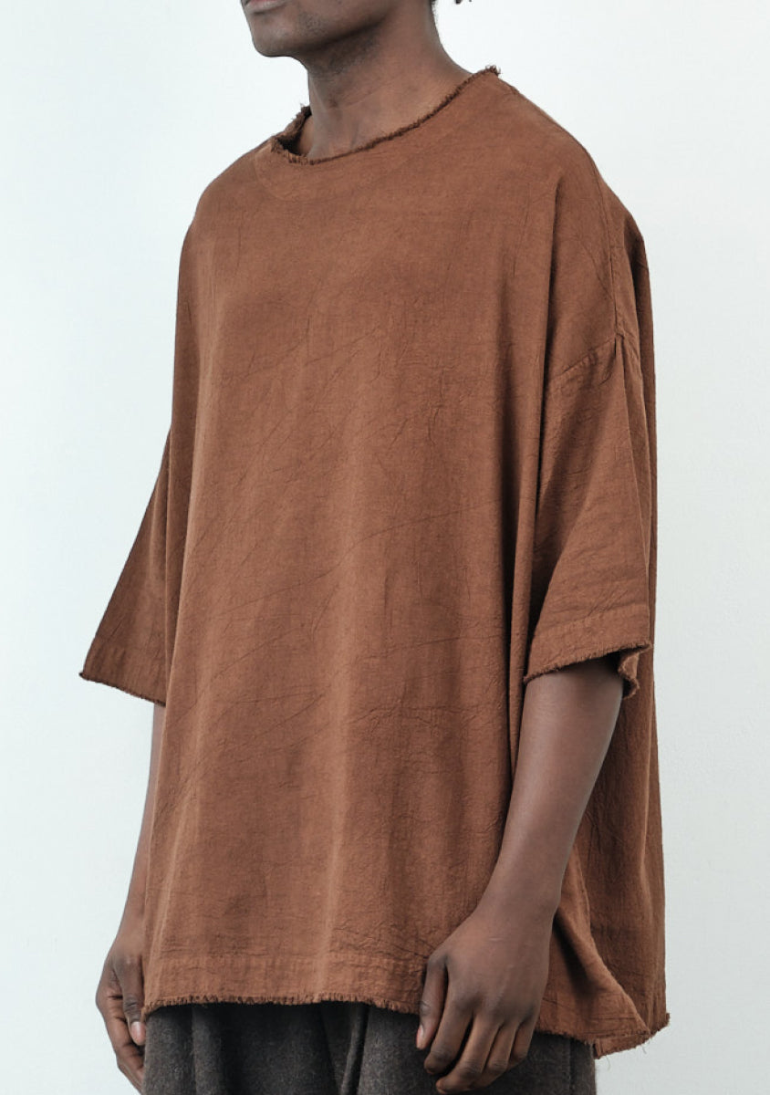 Beekeeper T-Shirt – Crinkled Cotton Linen – Brown